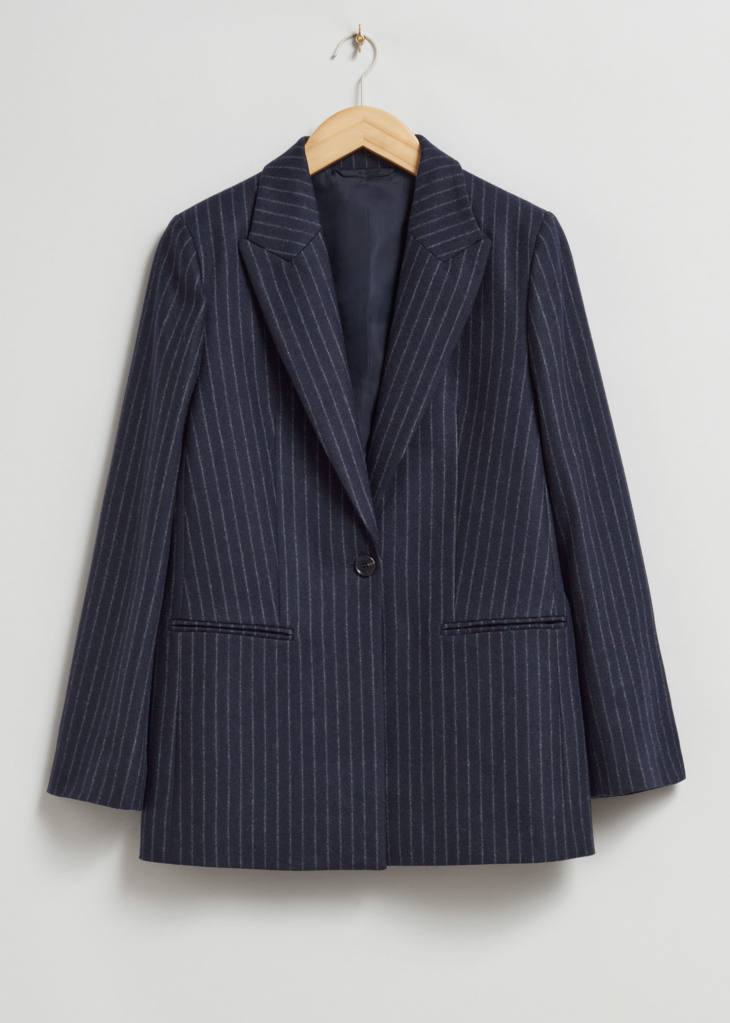 Blazer oversize - Blu navy con motivo gessato - Natura morta