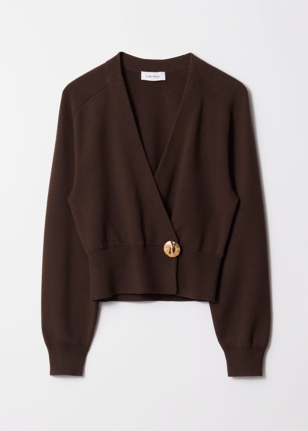Waisted Knitted Wrap Cardigan - Brown - Still Life