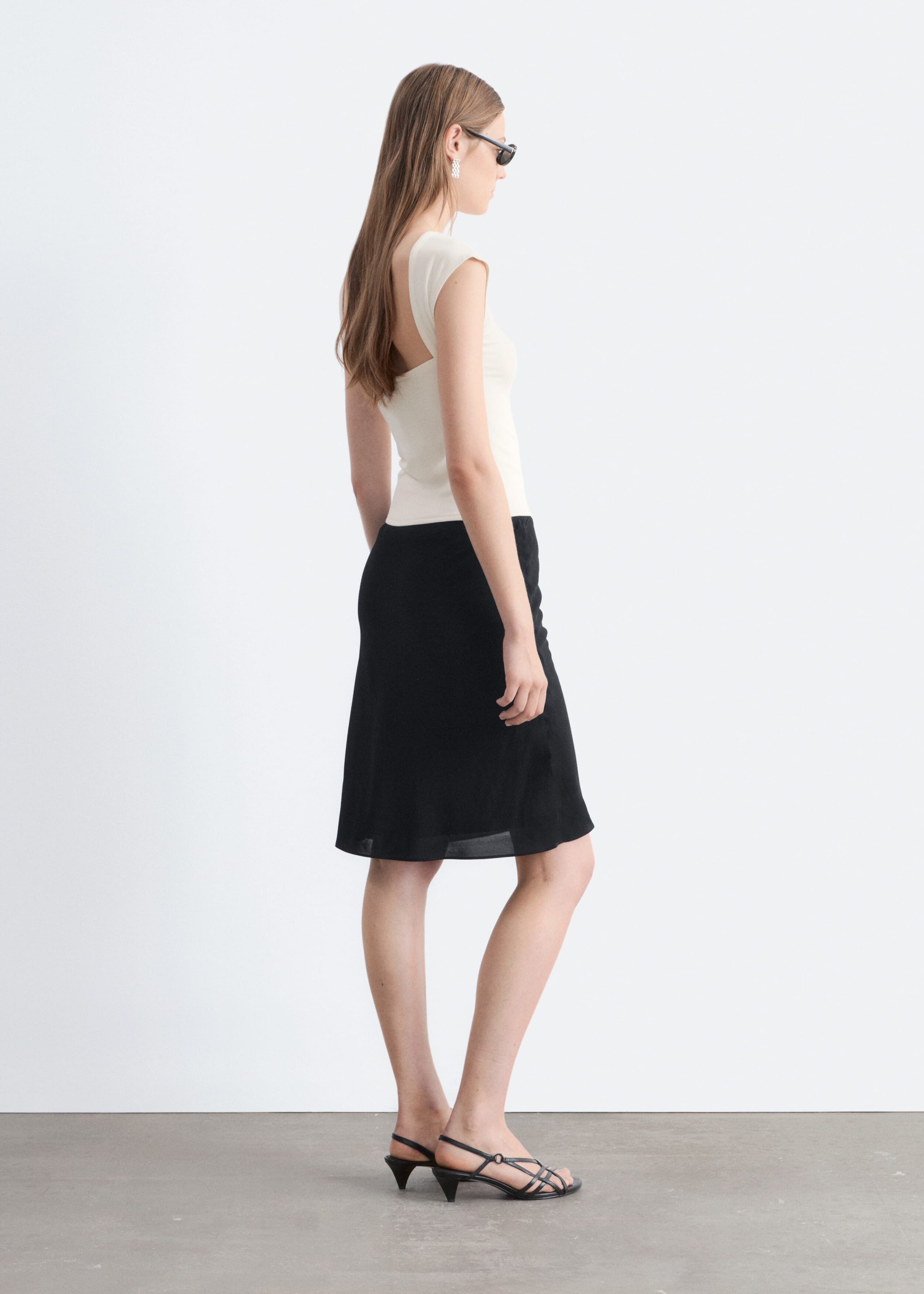 T-shirt ajusté à dos ouvert - Écru - Lookbook