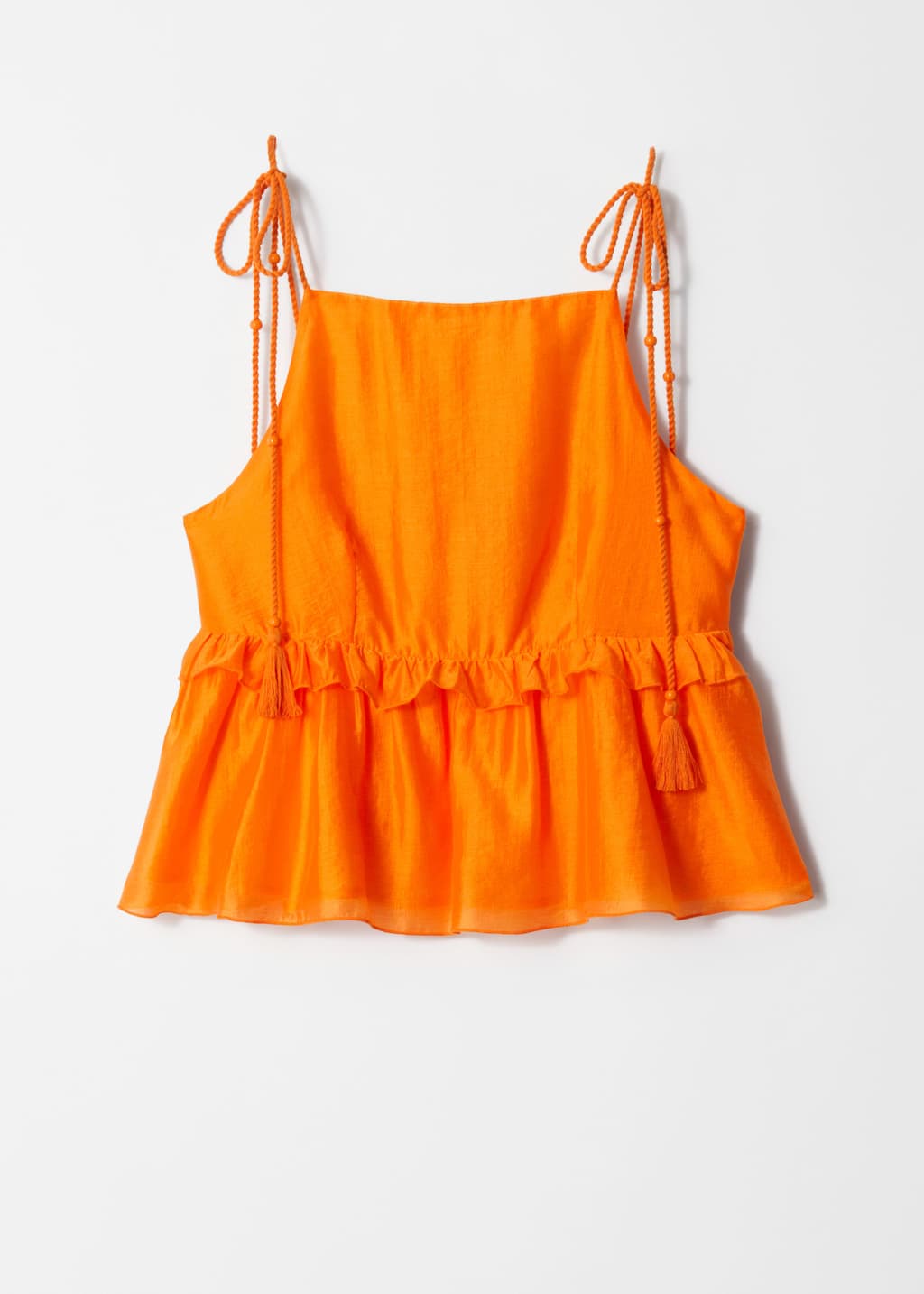 Peplum-Frill Strap Top - Orange - Still Life
