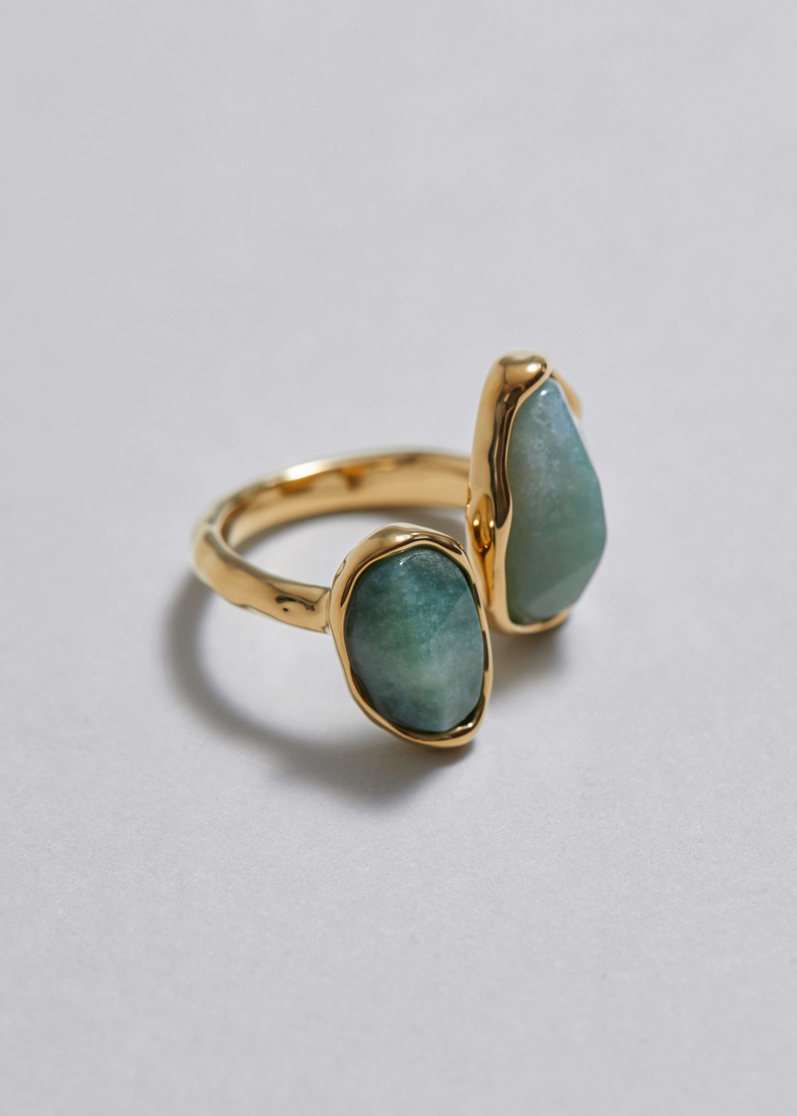 Anillo con piedras semipreciosas - Oro/Turquesa - Bodegón