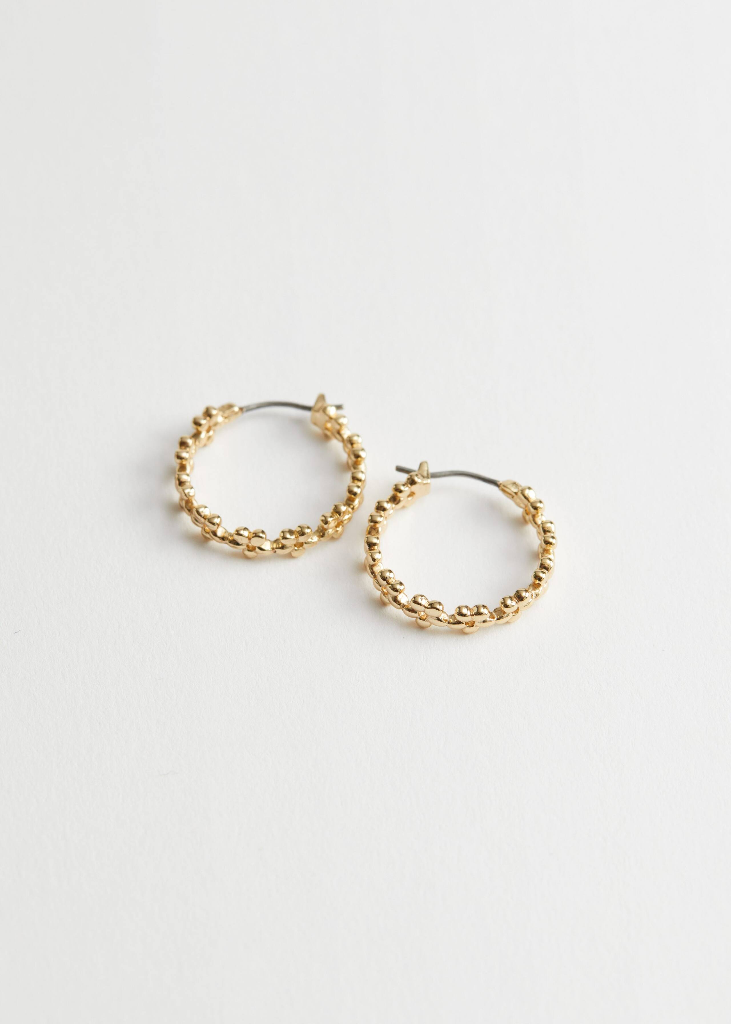 Mini Hoop Floral Earrings - Gold - Still Life