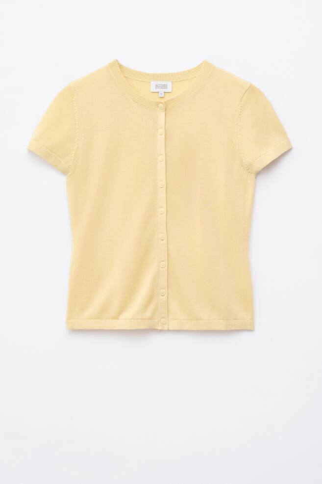 Knitted Button-Front T-Shirt - Sand/Red - 1