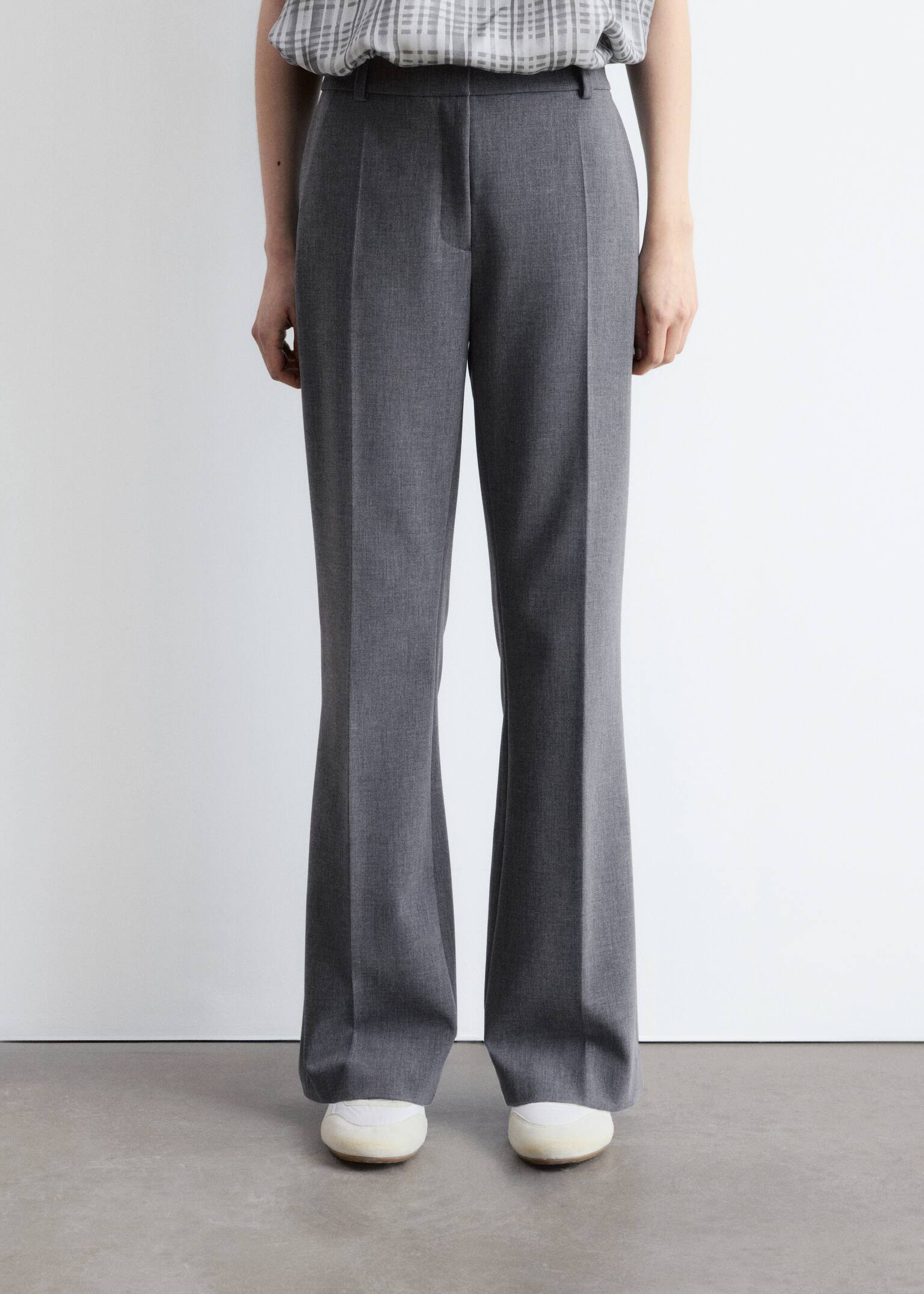 Broek met persplooien - Grijs/Donkerbruin - 6