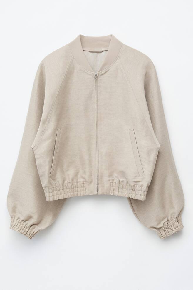 Chaqueta en mezcla de lino - Beige - 1