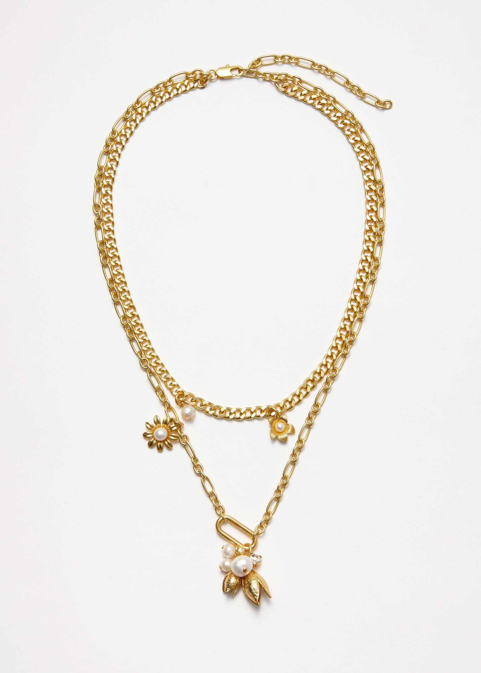 Embellished Layered Necklace - Gold