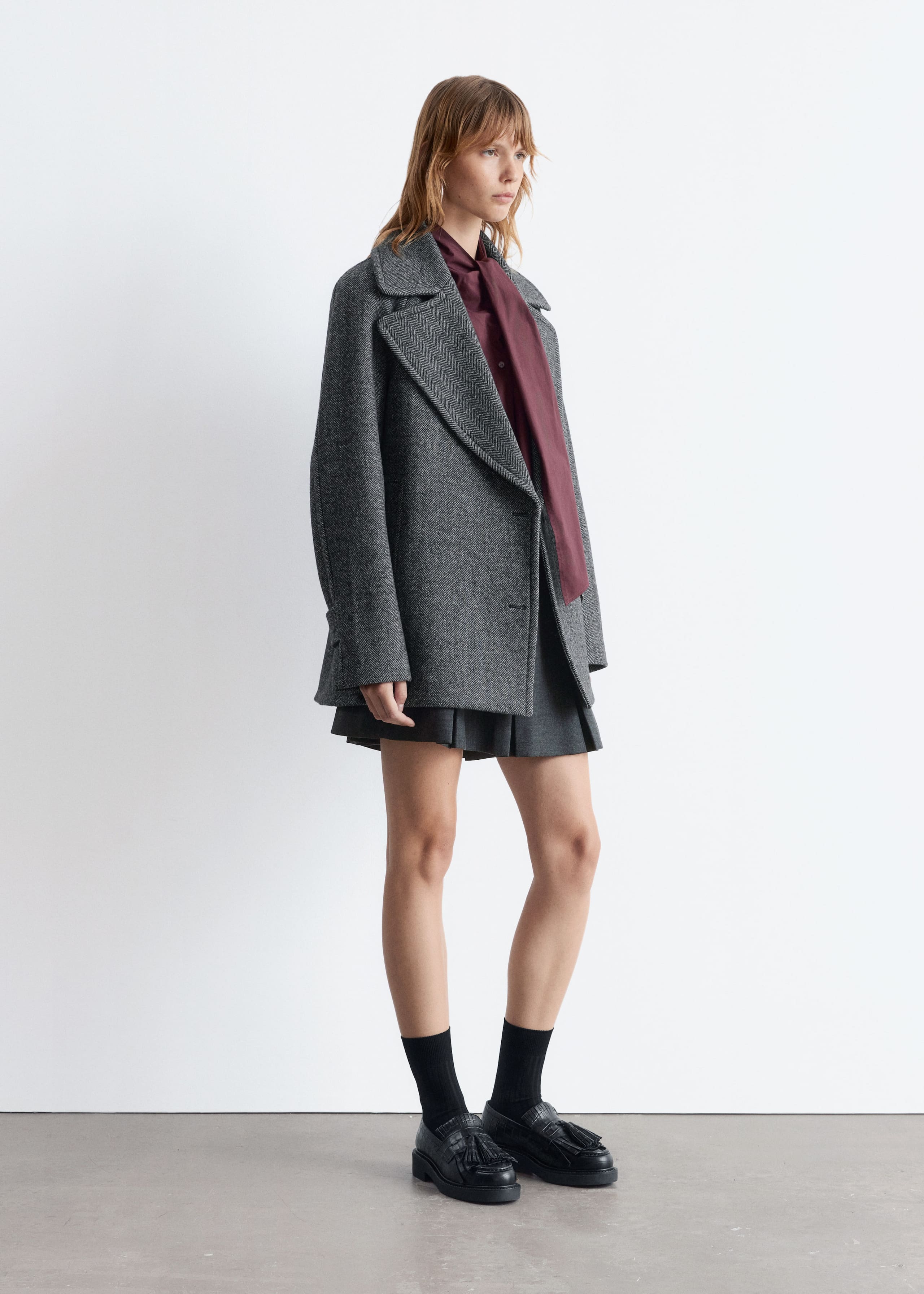 Image of Short Double-Breasted Wool Coat