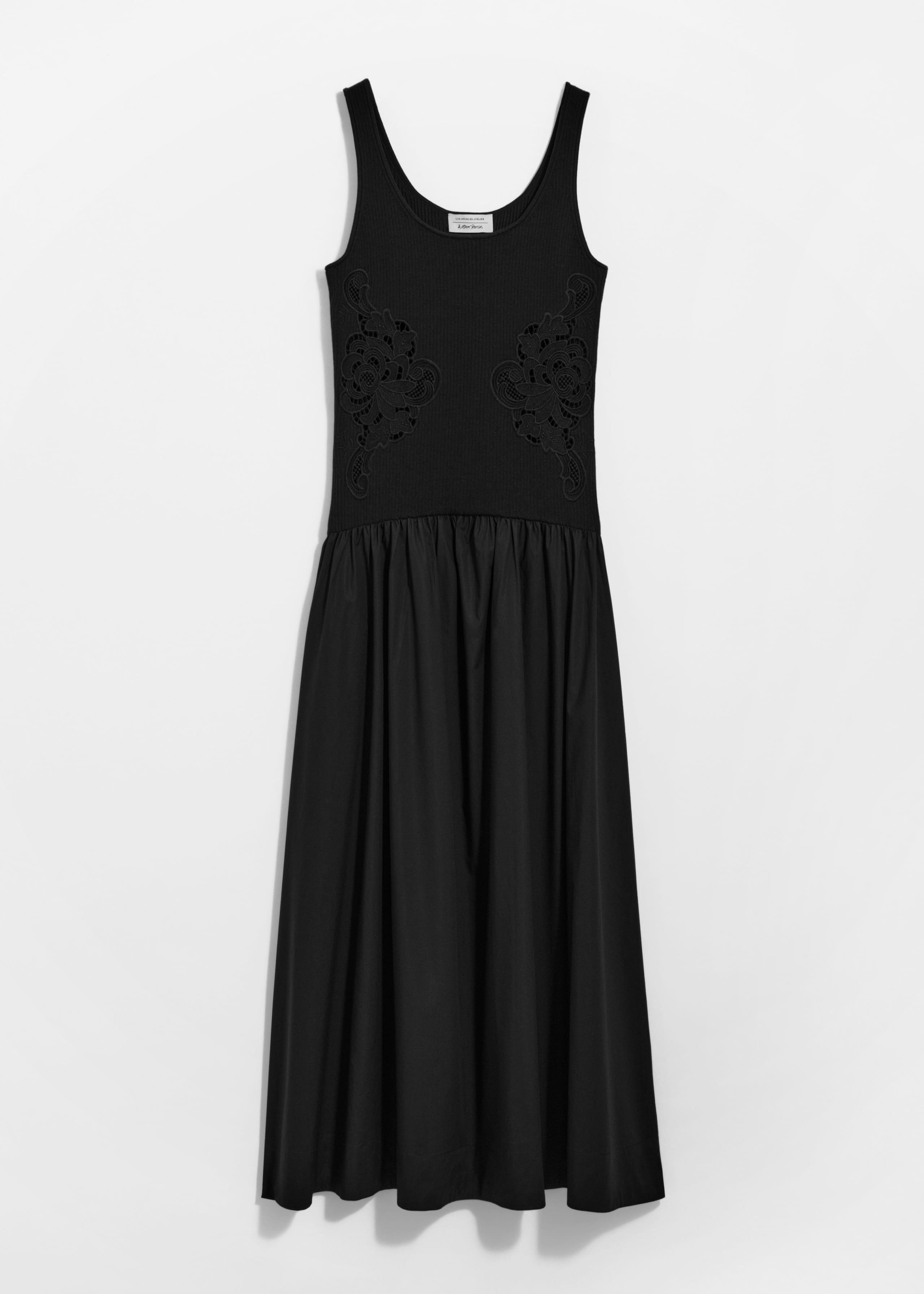 Embroidered Tank Midi Dress - Black - Still Life