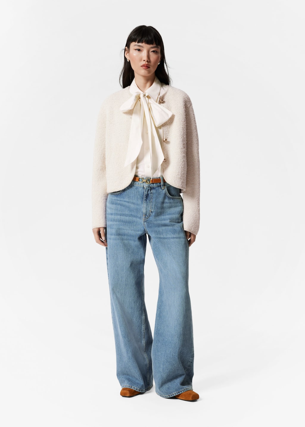 Textured Glitter Cardigan - White - Lookbook