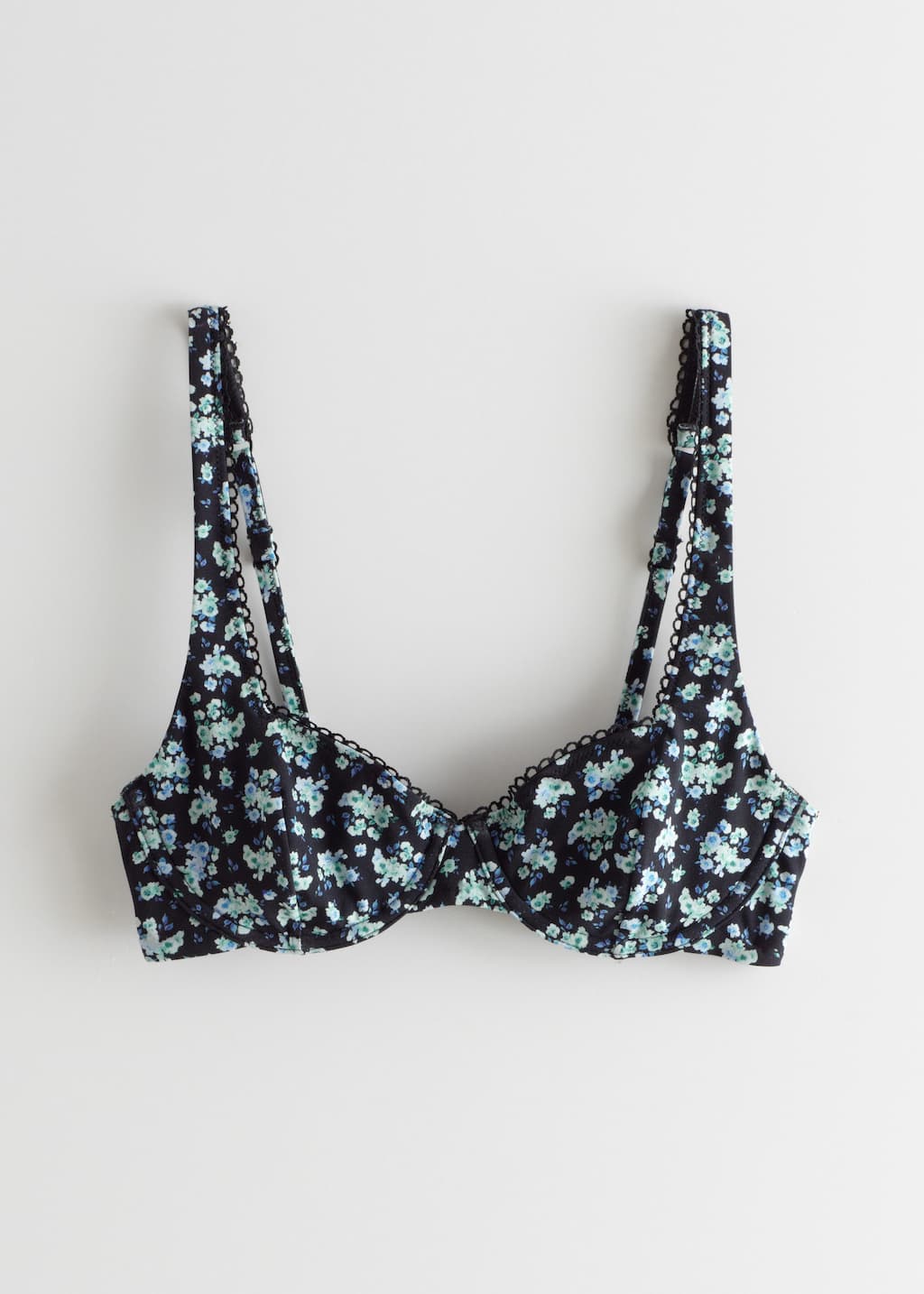 Floral Print Underwire Bikini Top - Blue Florals - Natura morta