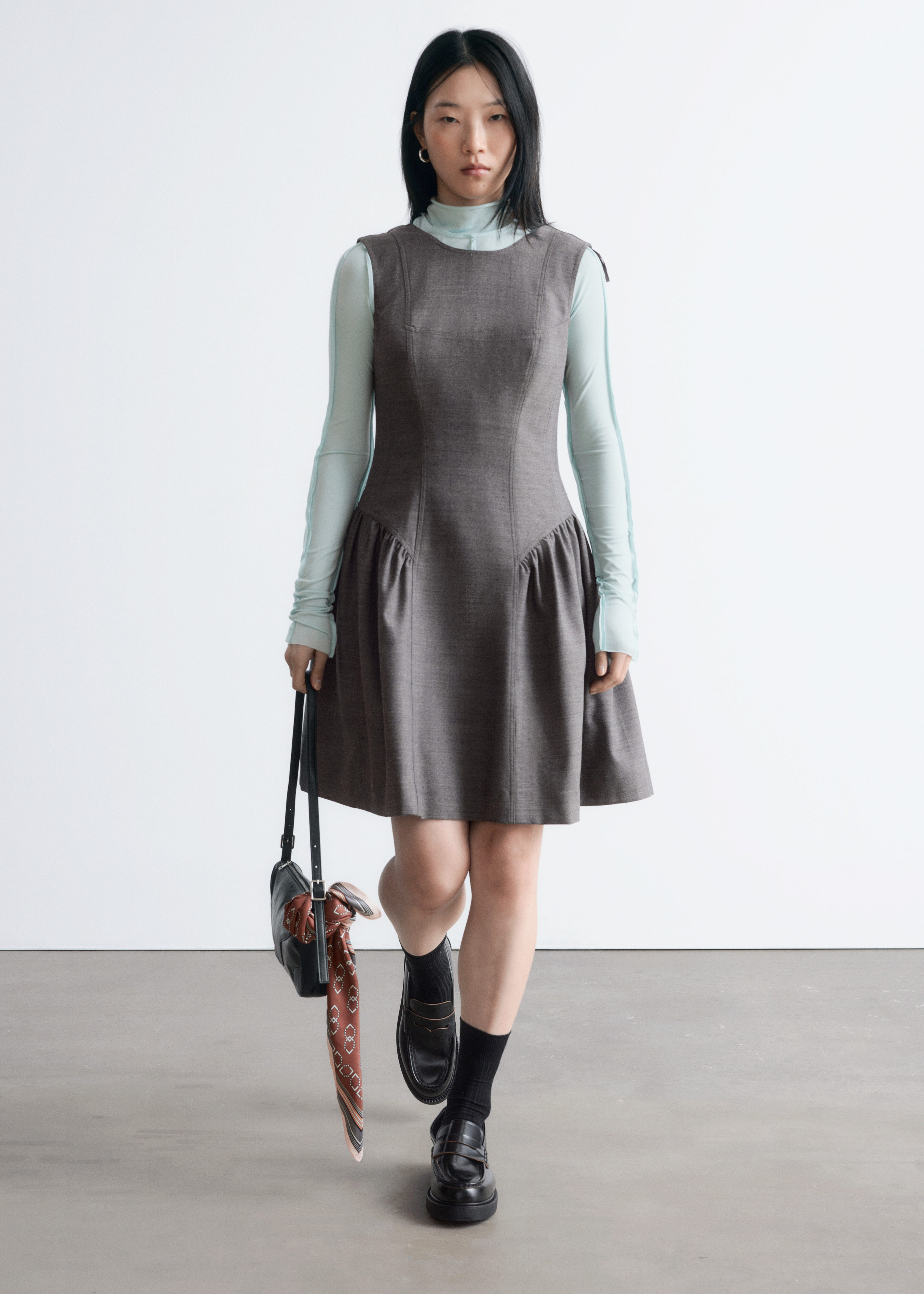 Flared Wool Mini Dress - Dark Grey - & Other Stories US