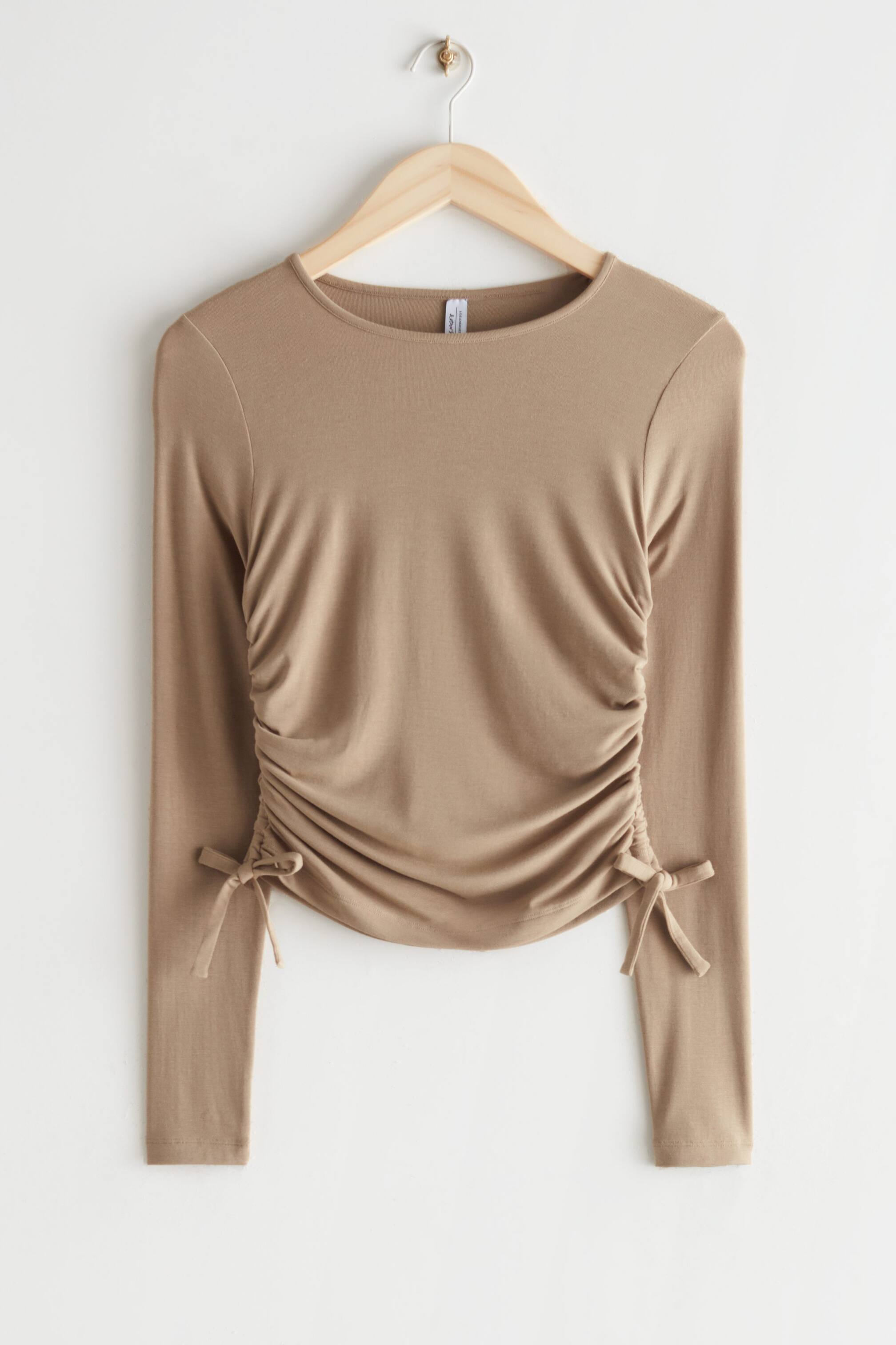 View larger image: Ruched Top - Dark Beige - Ladies | H&M GB 1