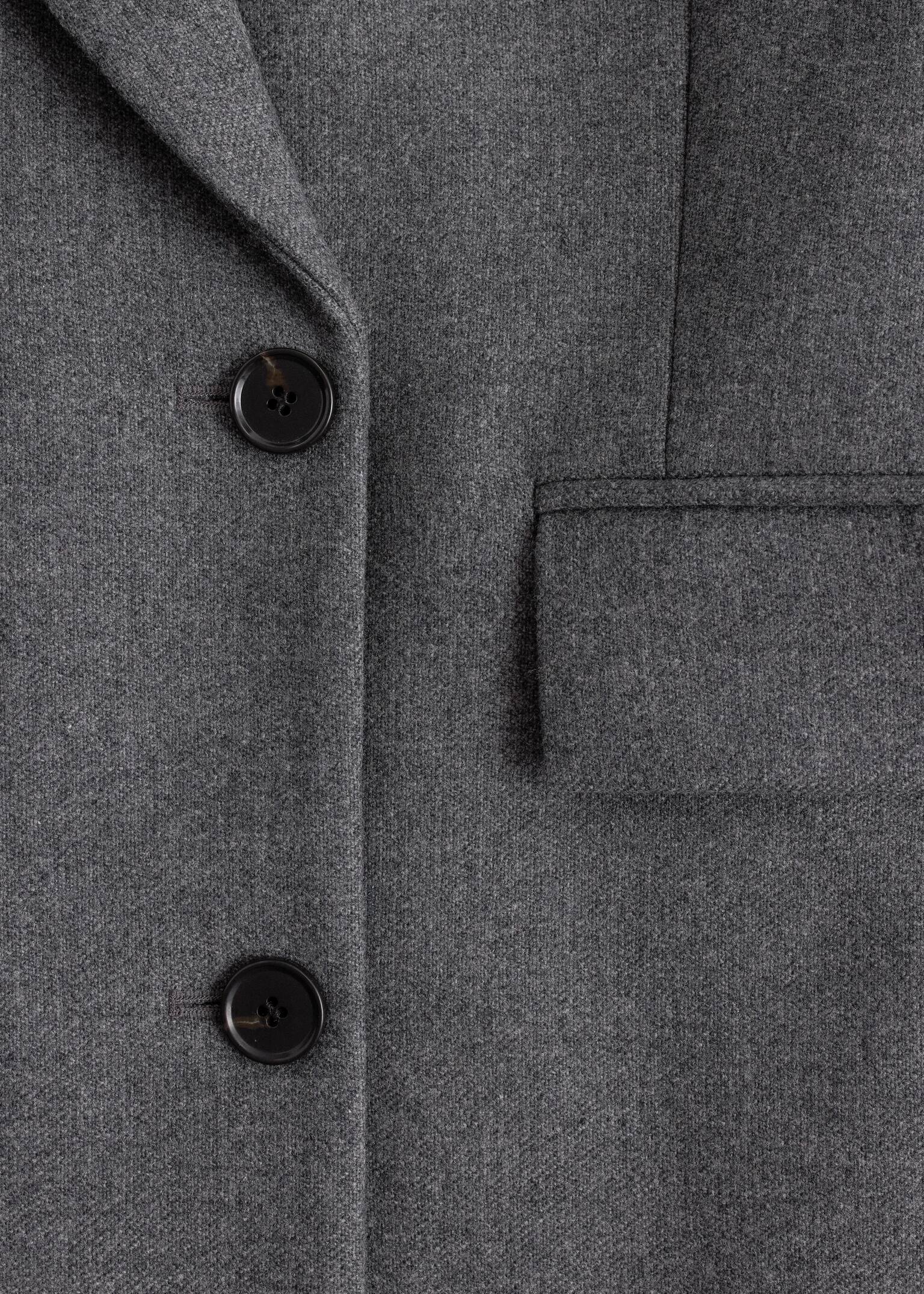 Long Wool Coat - Meleerattu harmaa/Musta - 3