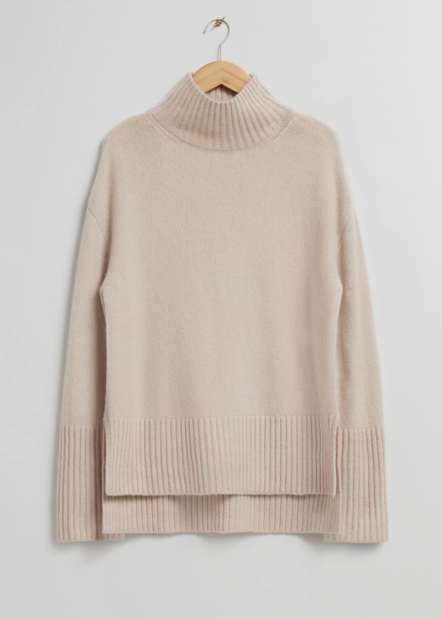 Mock-Neck Knit Jumper - Beige