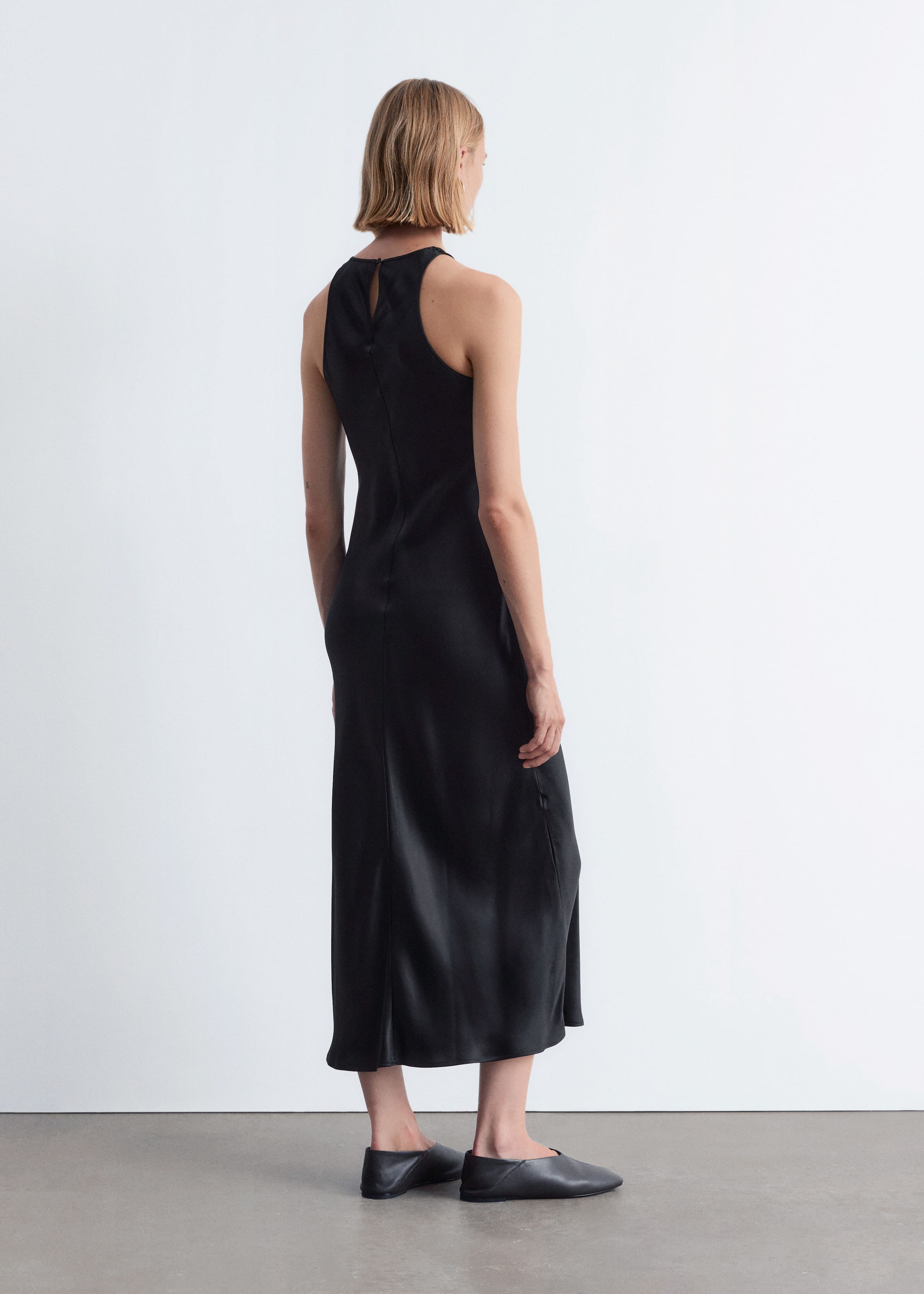 Image of Sleeveless Satin Midi Dress