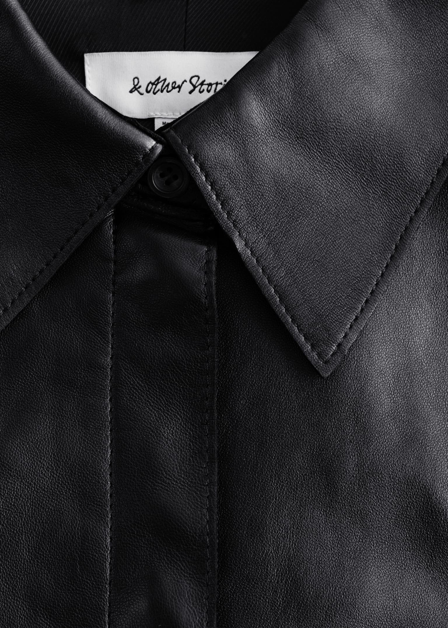 Oversized Leather Shirt - Black - 2