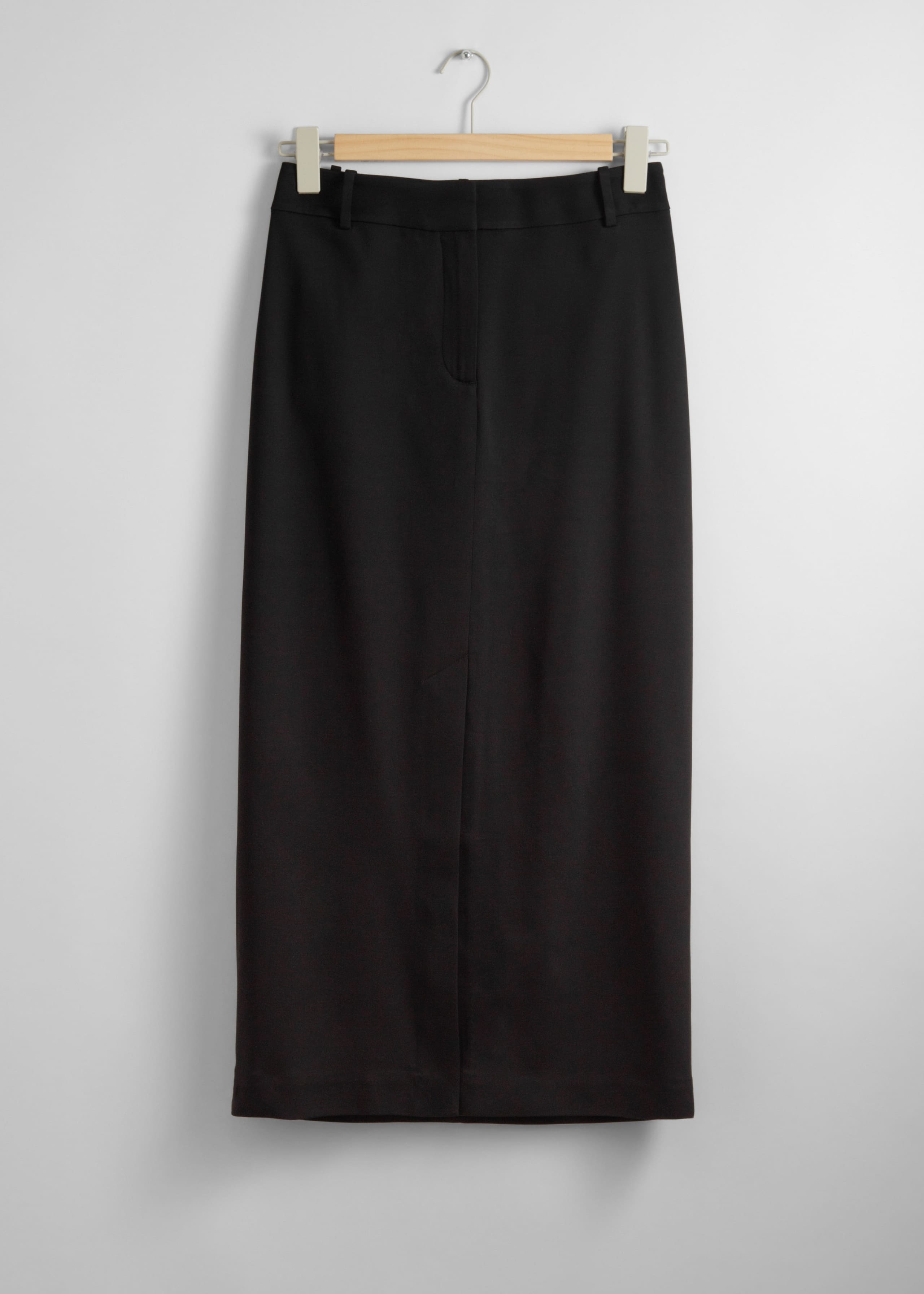Tailored Pencil Midi Skirt - Black - Still Life