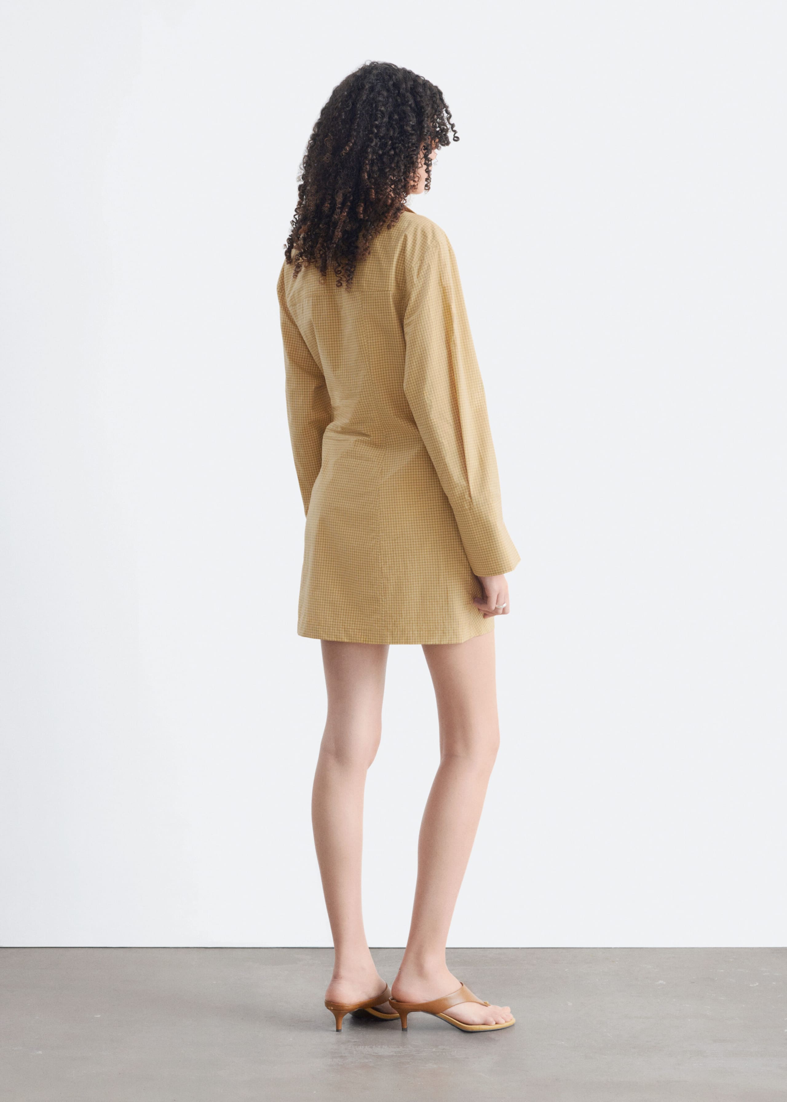 Wrap Shirt Mini Dress - Yellow/Checked - Still Life