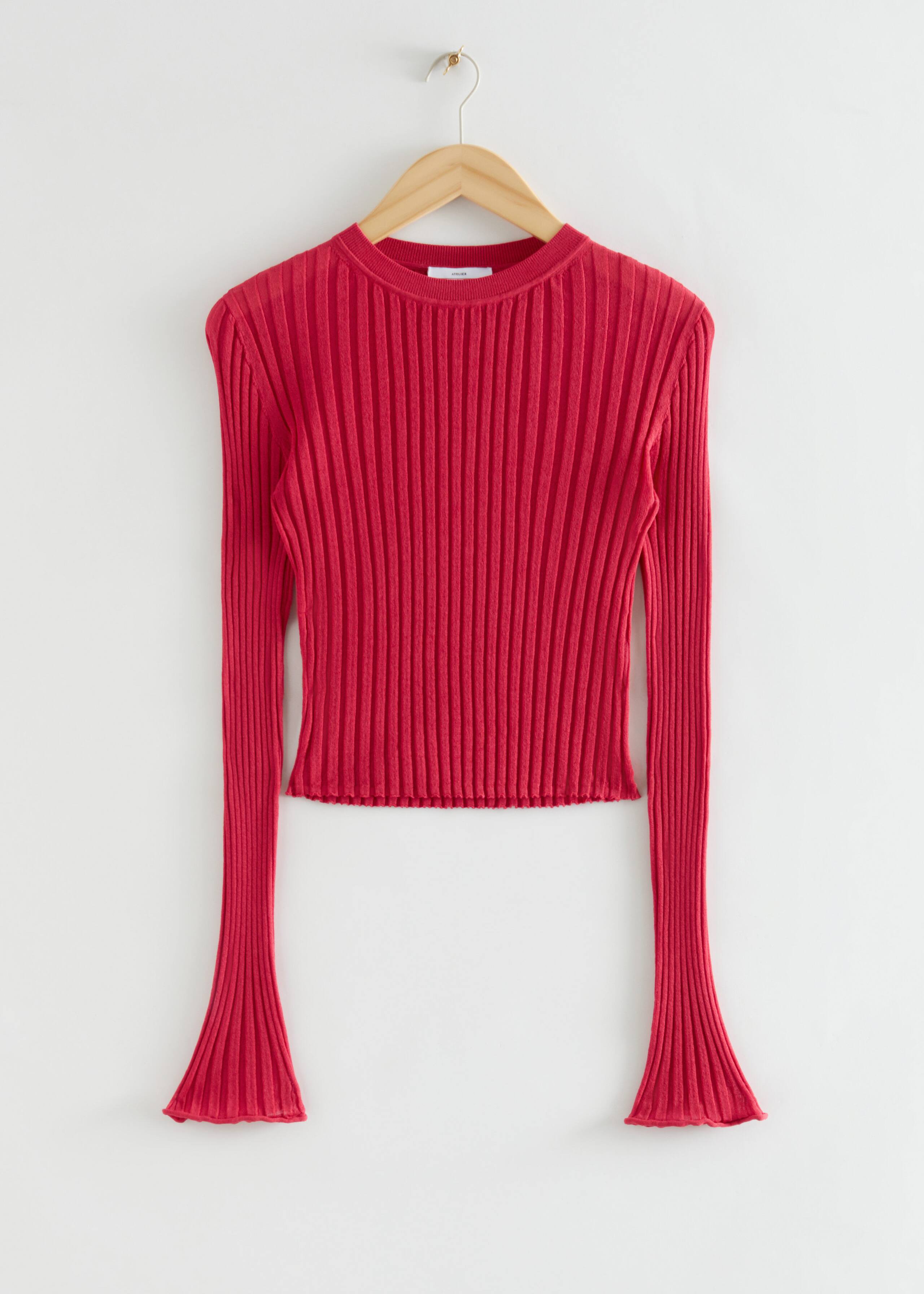 Slim-Fit Ribbed Top - Red - Still Life