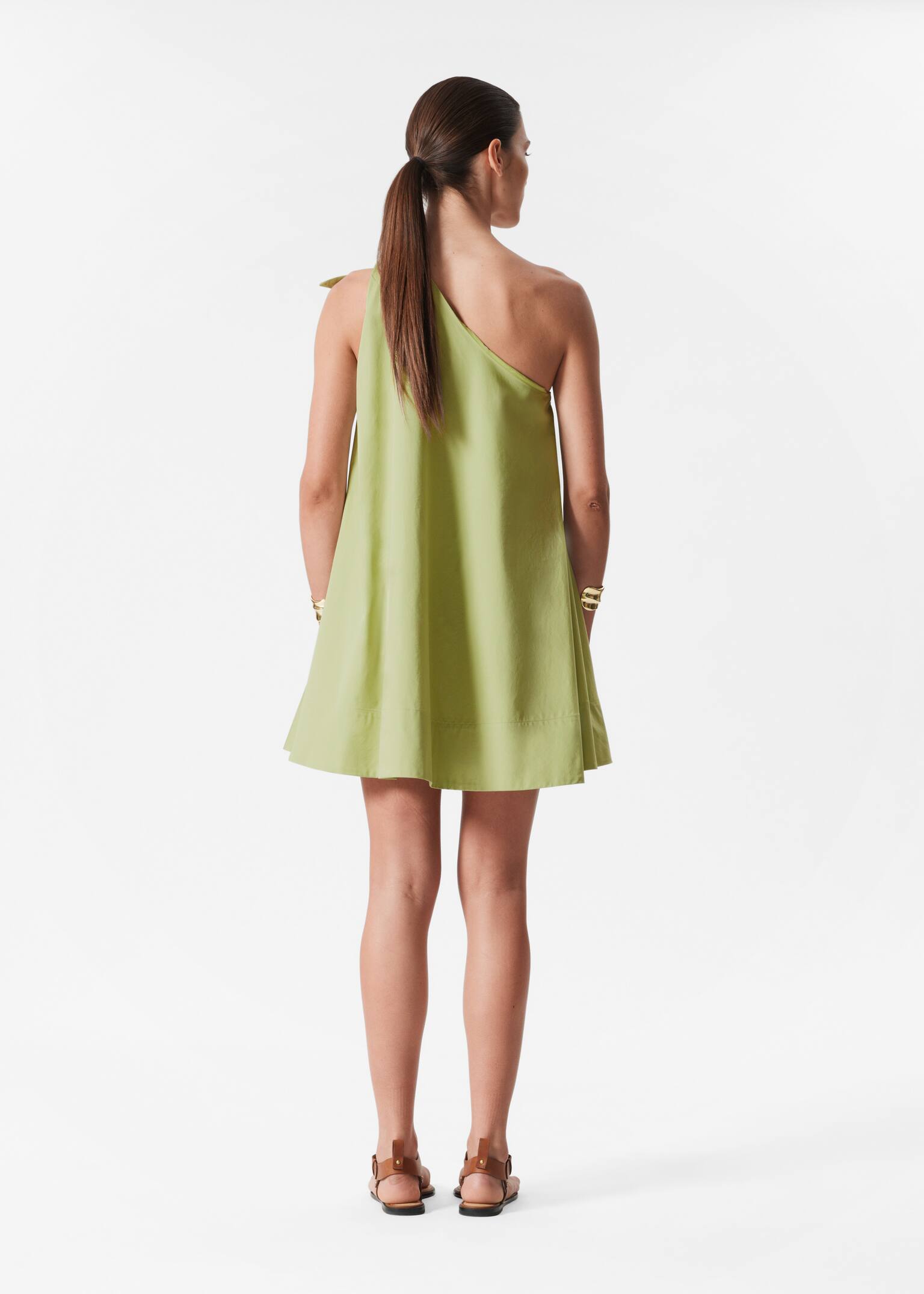 Robe courte asymétrique - Vert sauge - 4