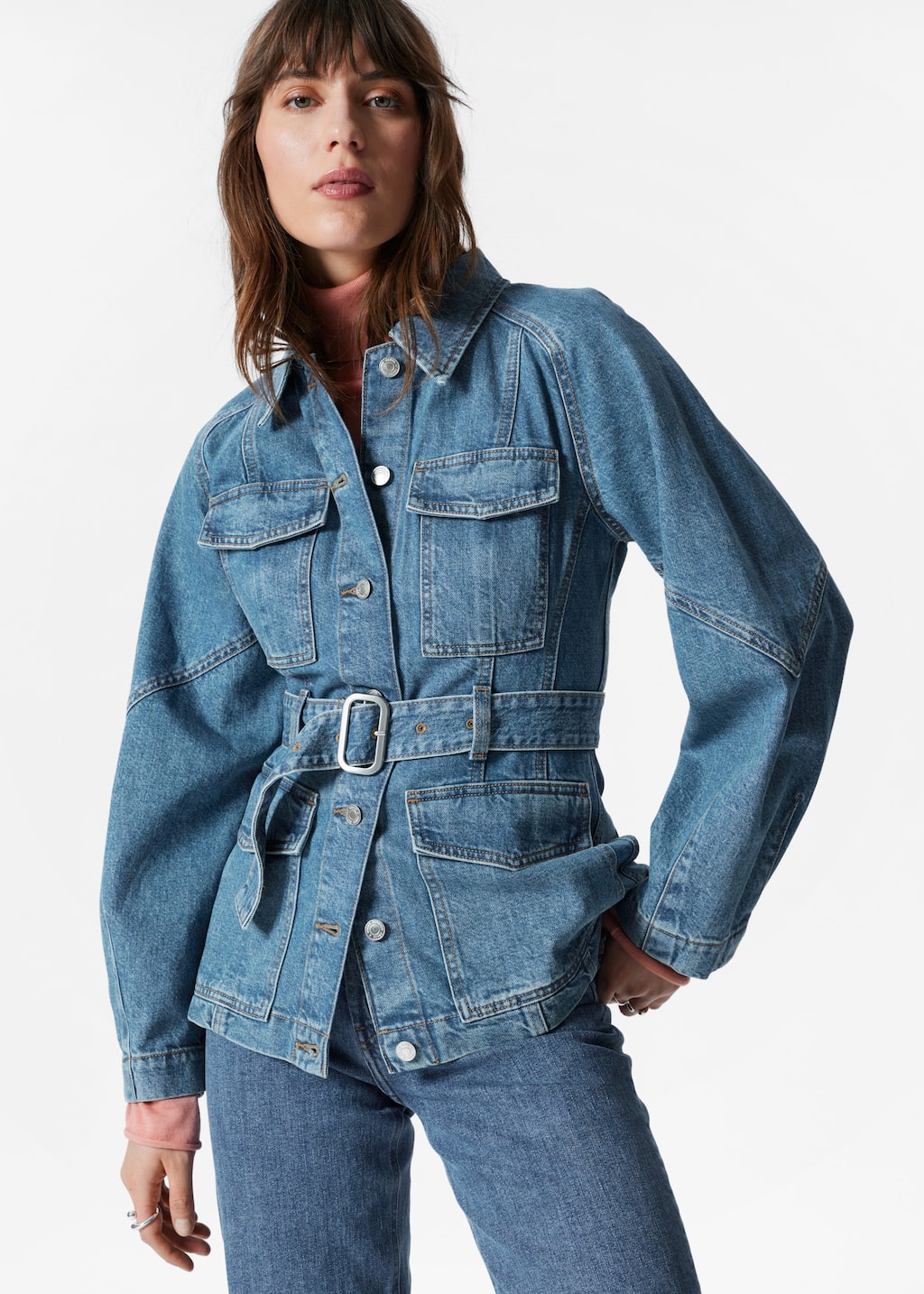 Image of Belted Denim Jacket
