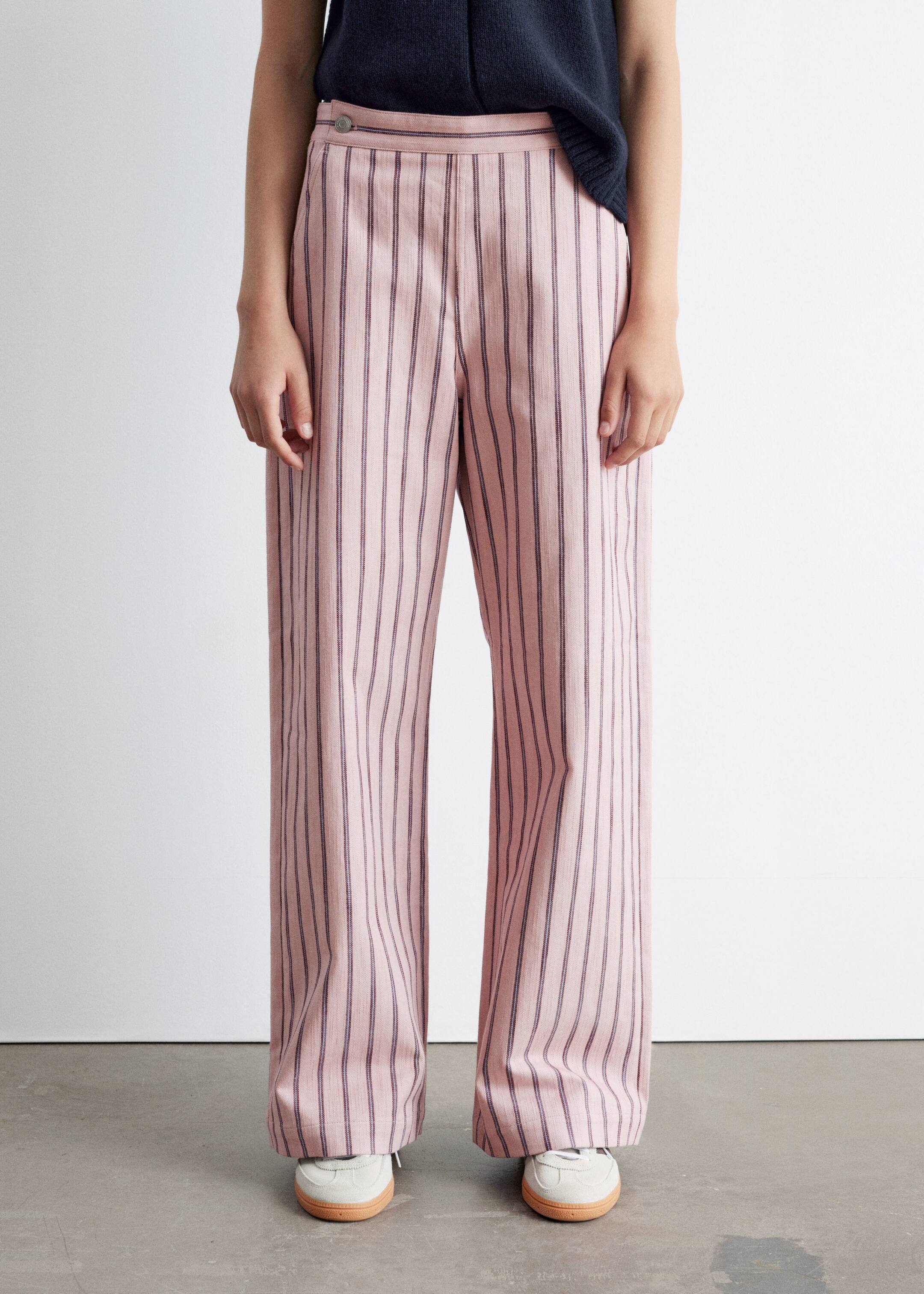 Visa större bild: Randig bomullsbyxa - Rosa/vinröd/randig - DAM | H&M SE 5