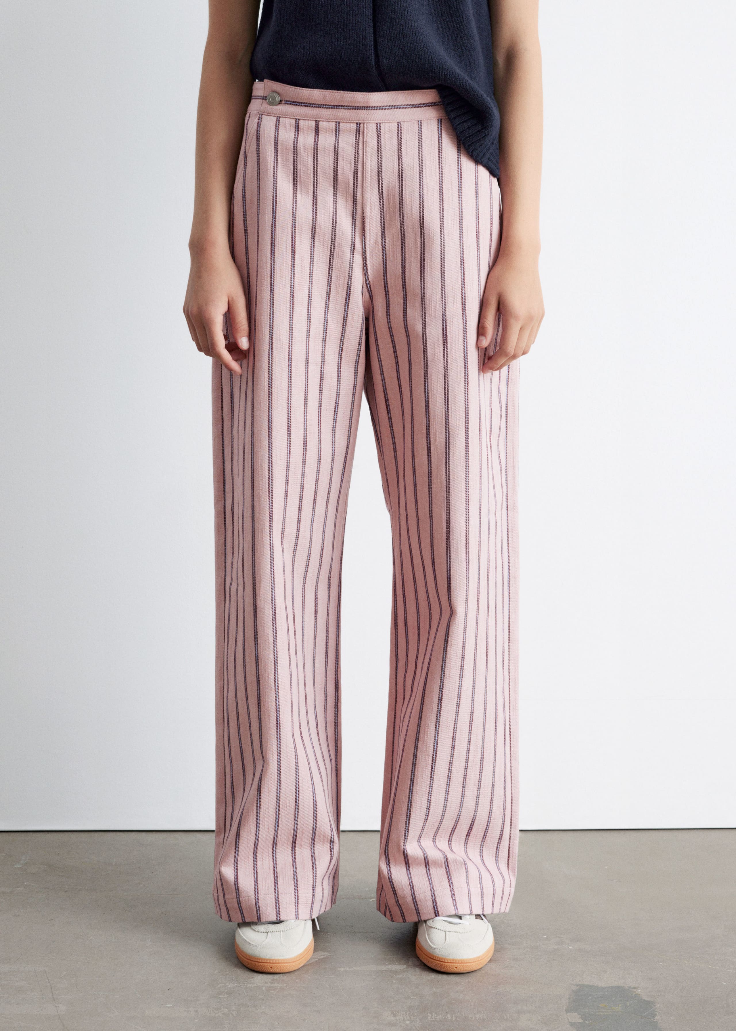 Image of Striped Cotton Trousers