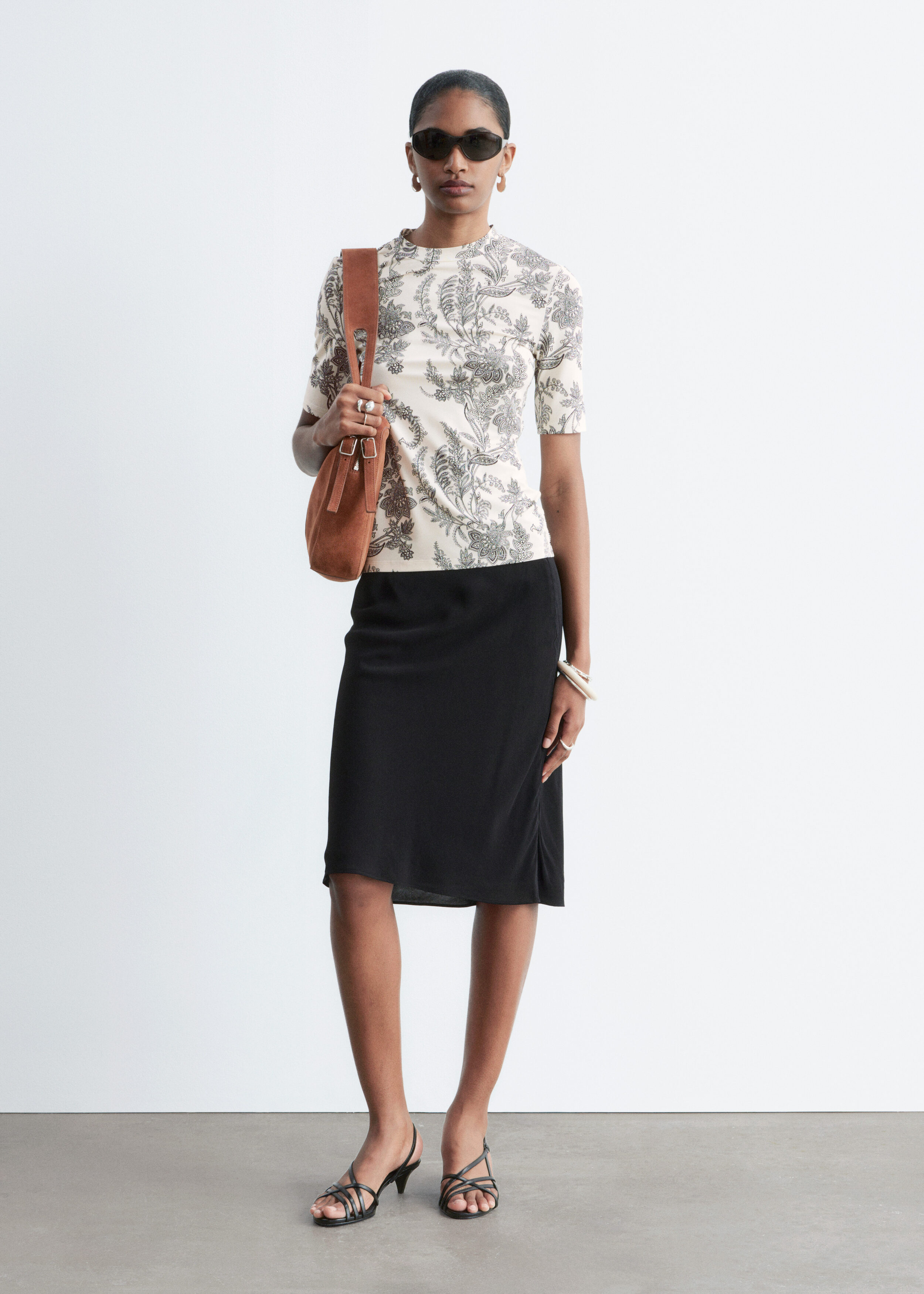 Mock-Neck Jersey Top - White/Paisley - & Other Stories US