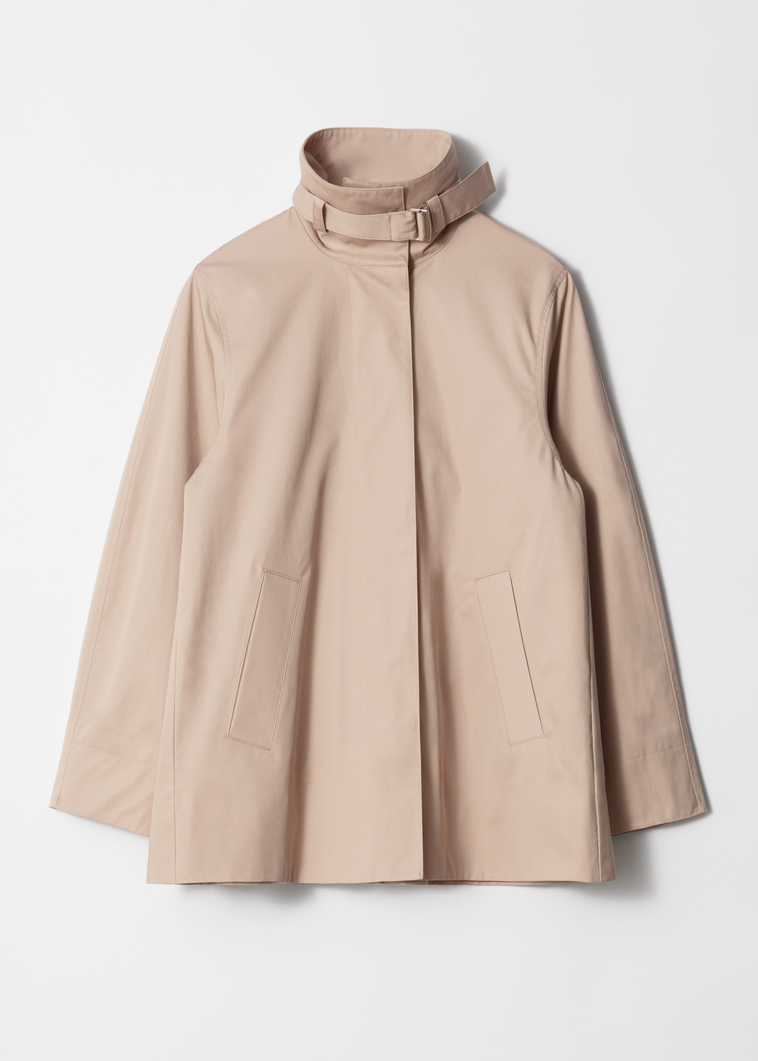 A-Linien-Jacke mit Tunnelkragen - Beige/Khaki/Dunkelblau