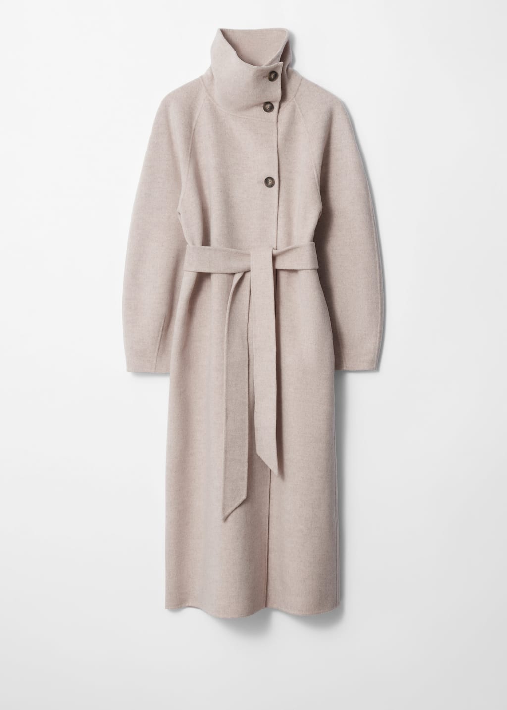 Funnel-Collar Wool Coat - Beige - Still Life