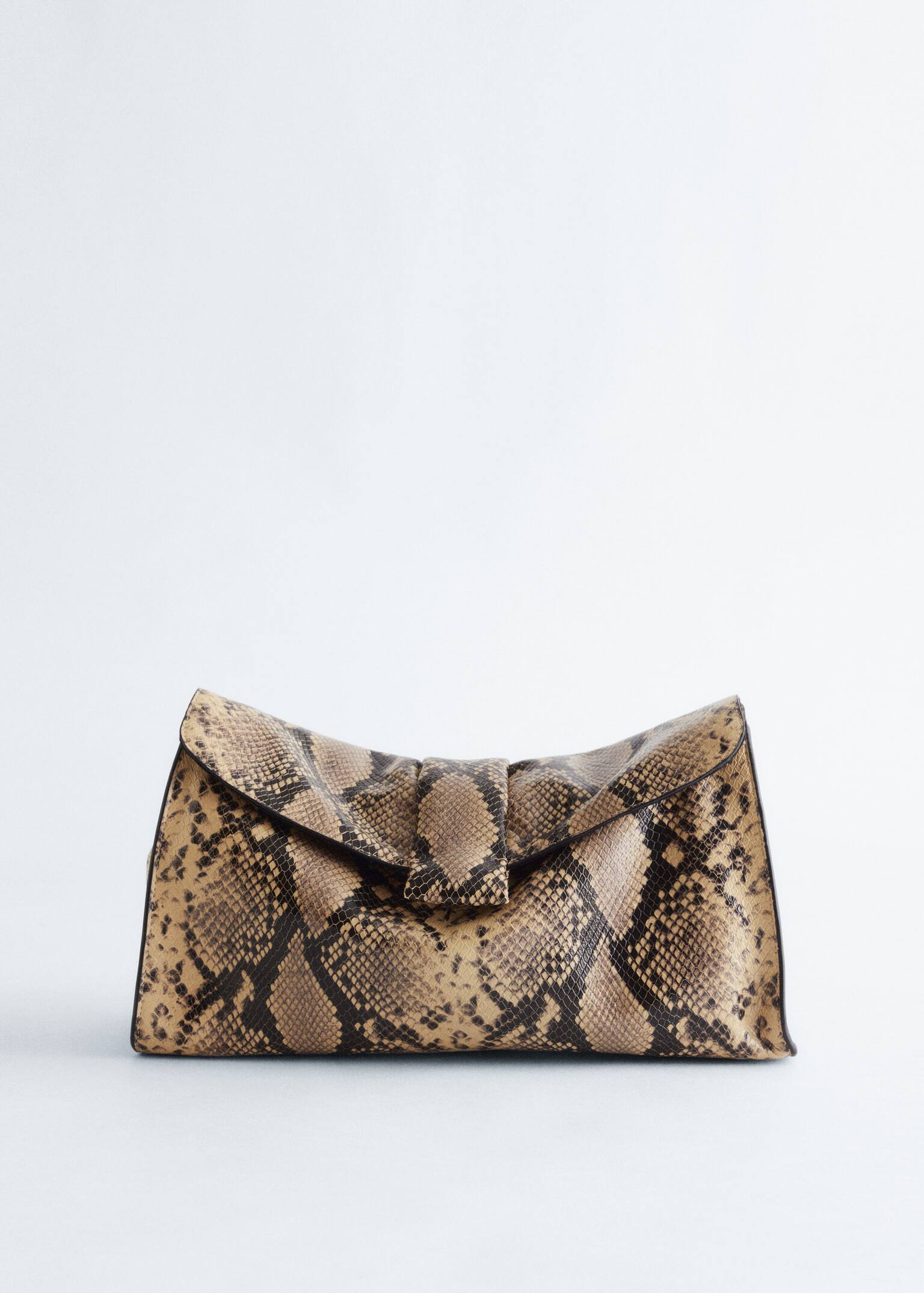 Soft Leather Clutch - Beige Snake/Taupe/Black/Dark Brown Snake