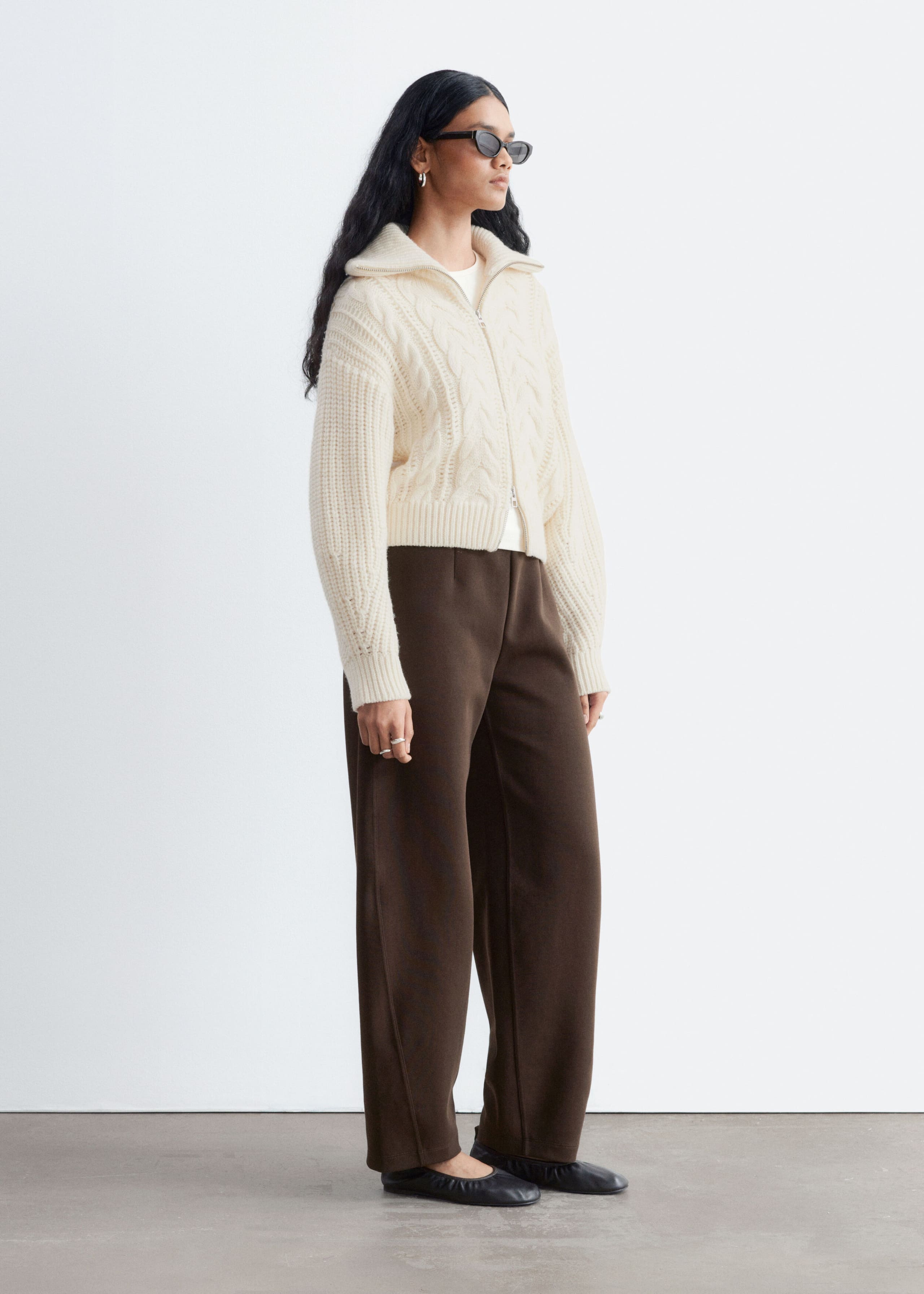 Scuba Jersey Trousers - Dark Brown - Lookbook