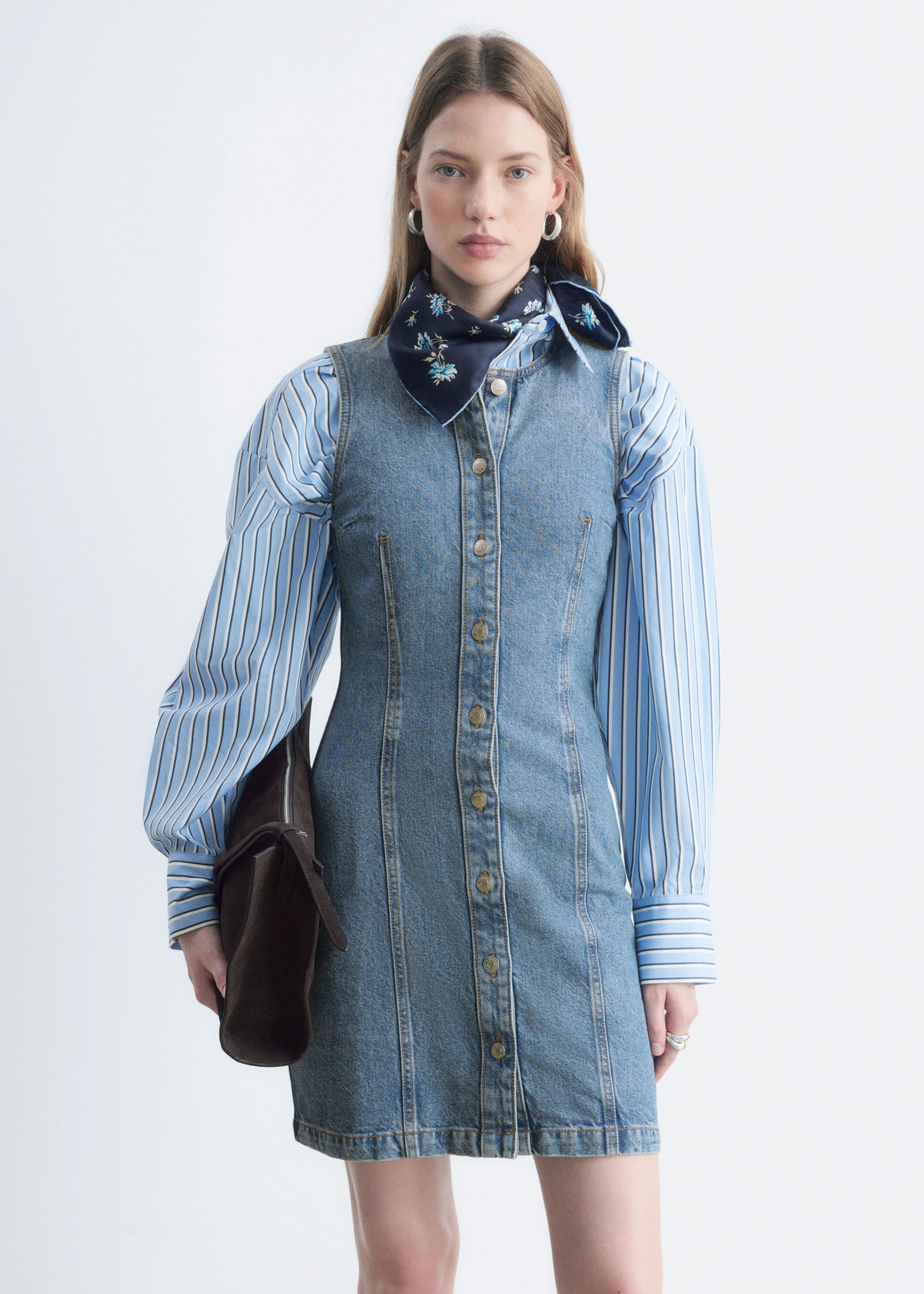 Button-Front Denim Dress - Blue - Still Life