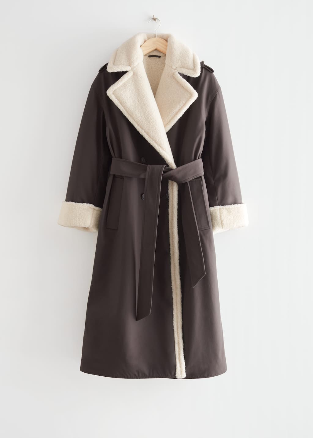 Belted Pile Coat - Brown - Still Life