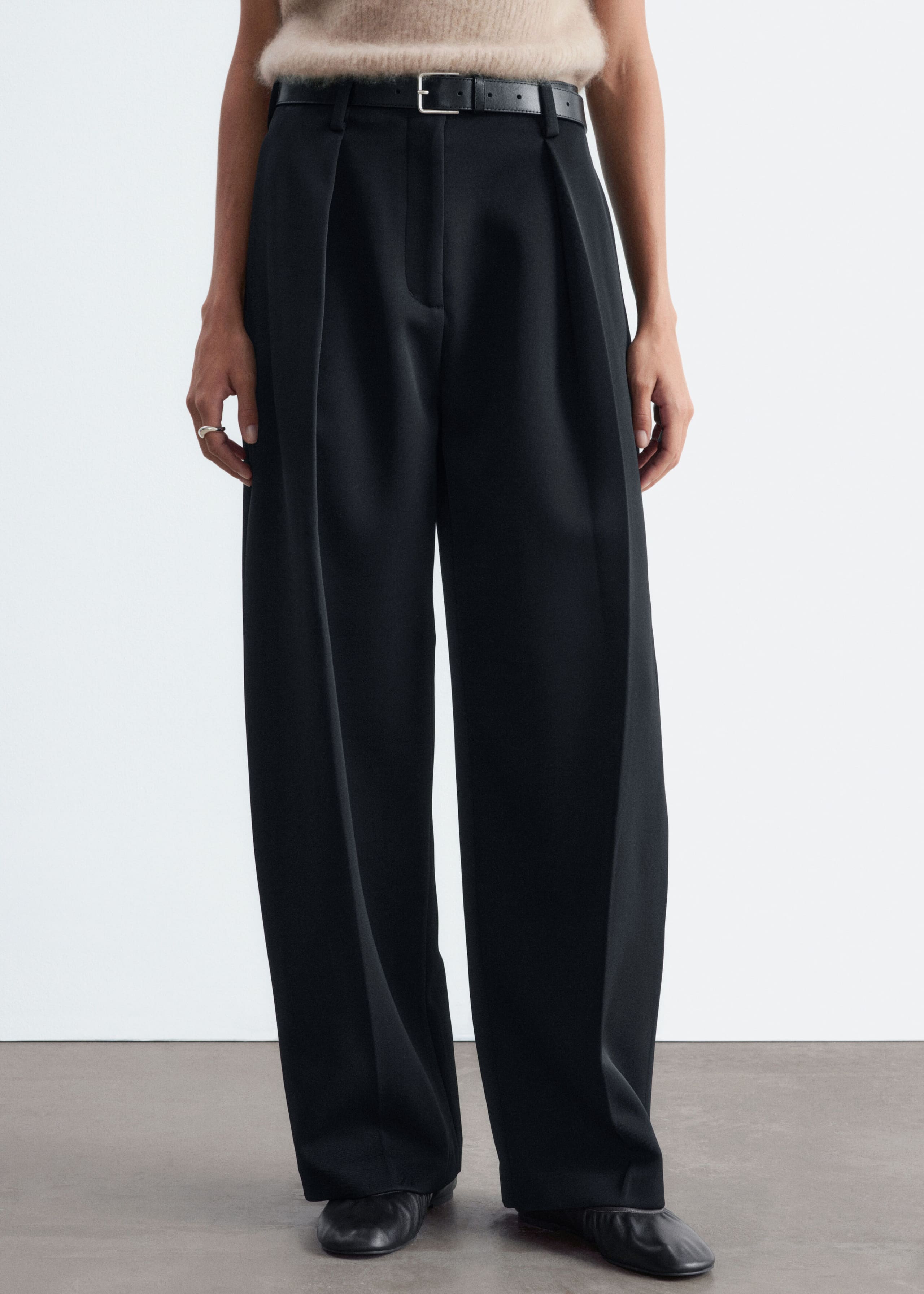 Sculptural Pleat Trousers - Cream - Lookbook