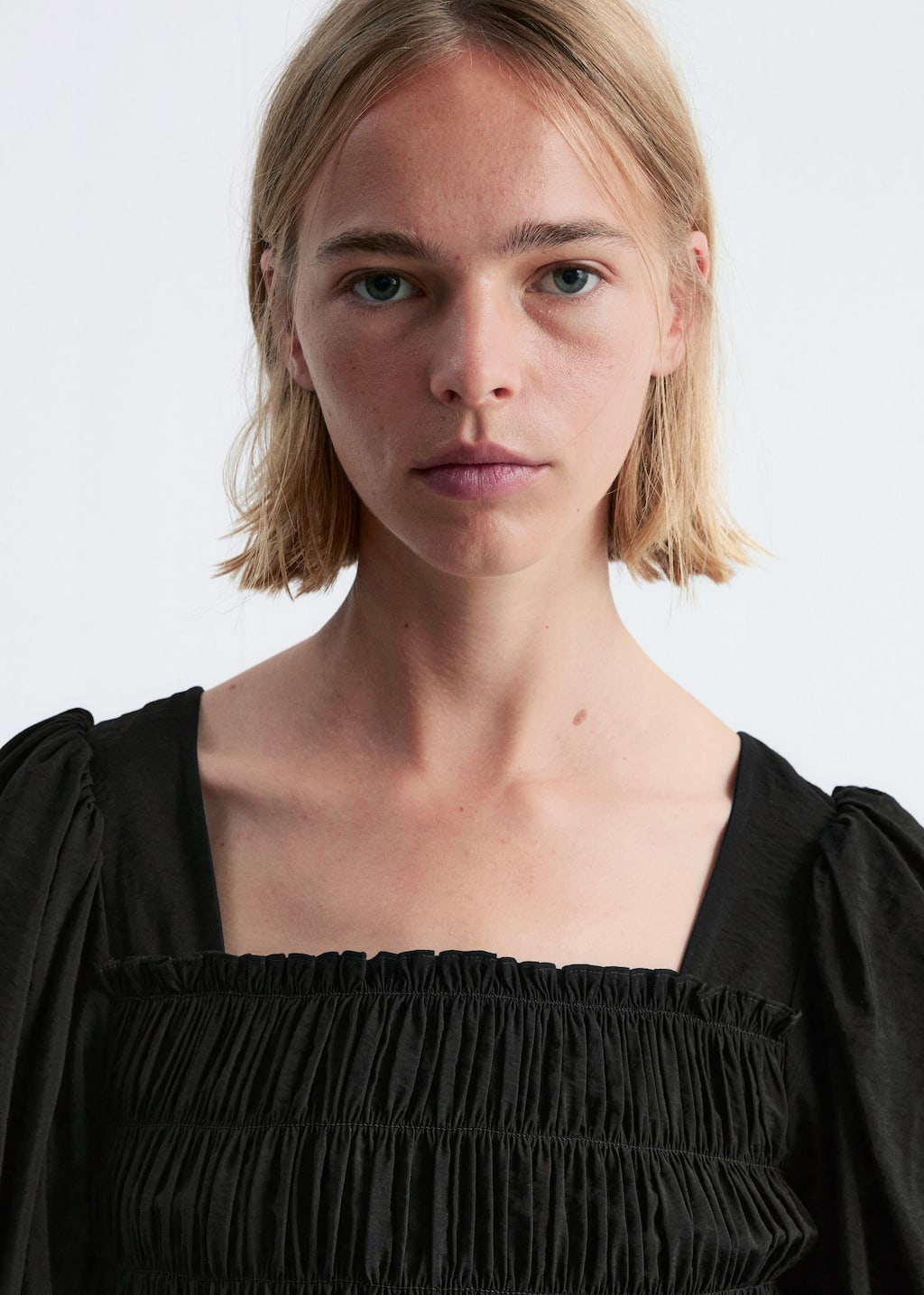 Image of Smocked Puff-Sleeve Blouse