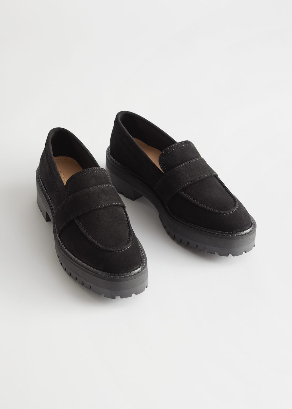 Chunky Leather Loafers - Beige Suede - Stillleben