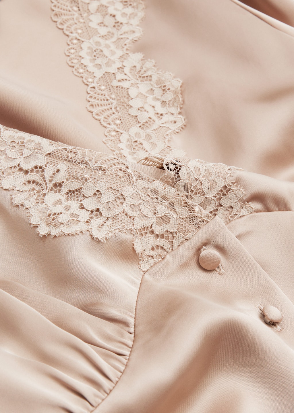 Lace Trimmed Satin Blouse - {{variantName}} - Descriptive Detail