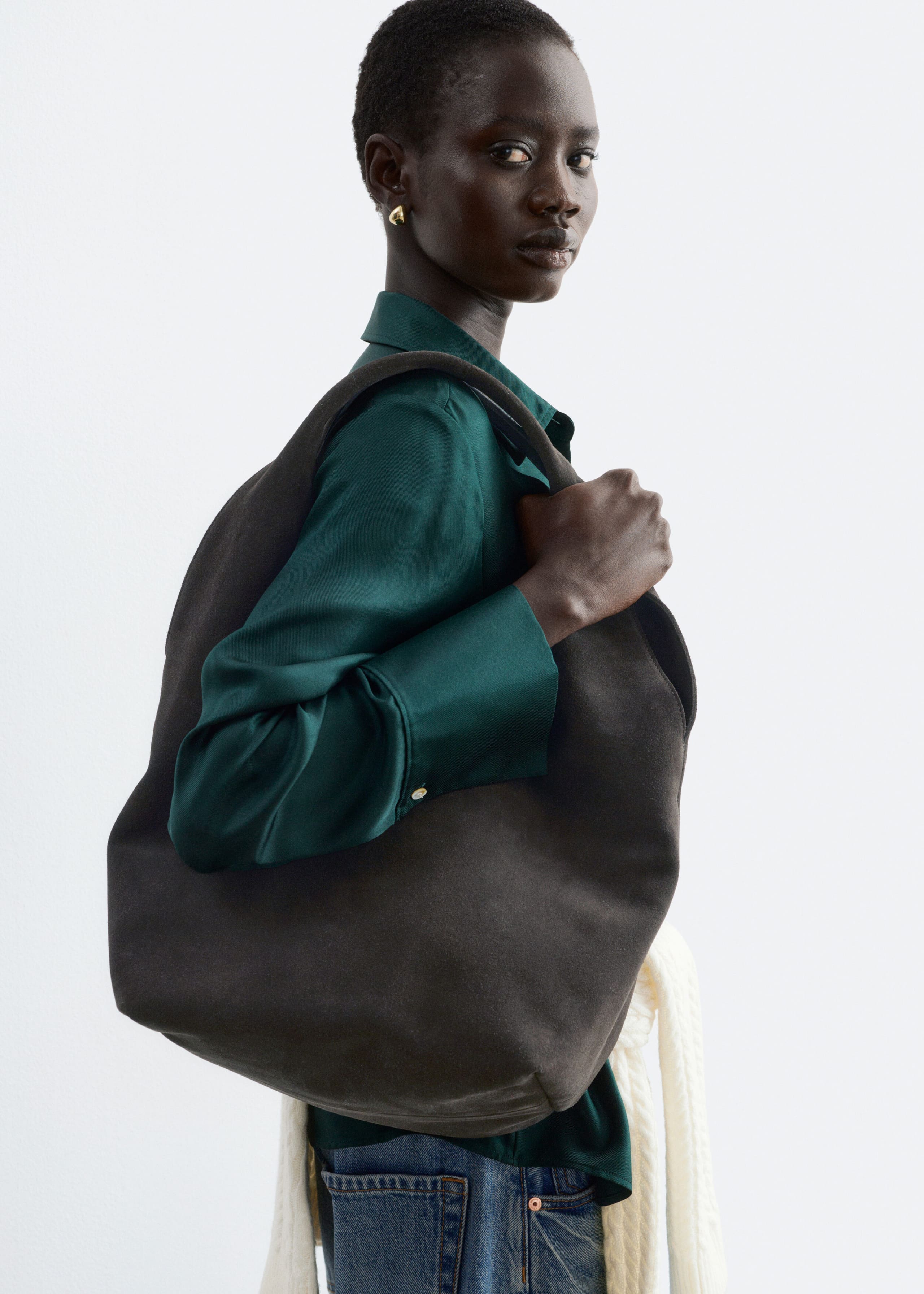 Split Suede Tote - Dark Brown - Still Life