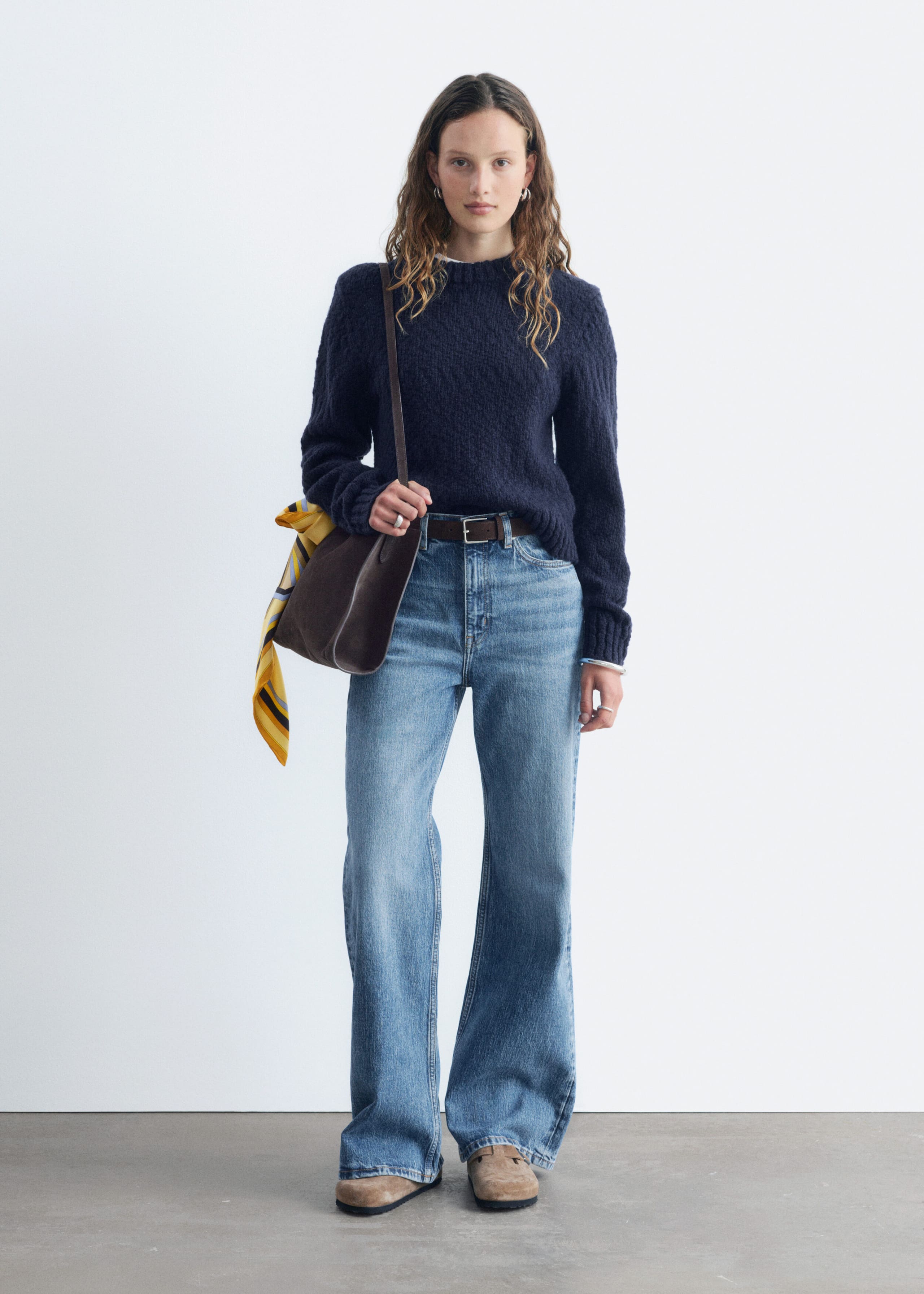 Wool-Cotton Bouclé Jumper - Dark Blue - Still Life