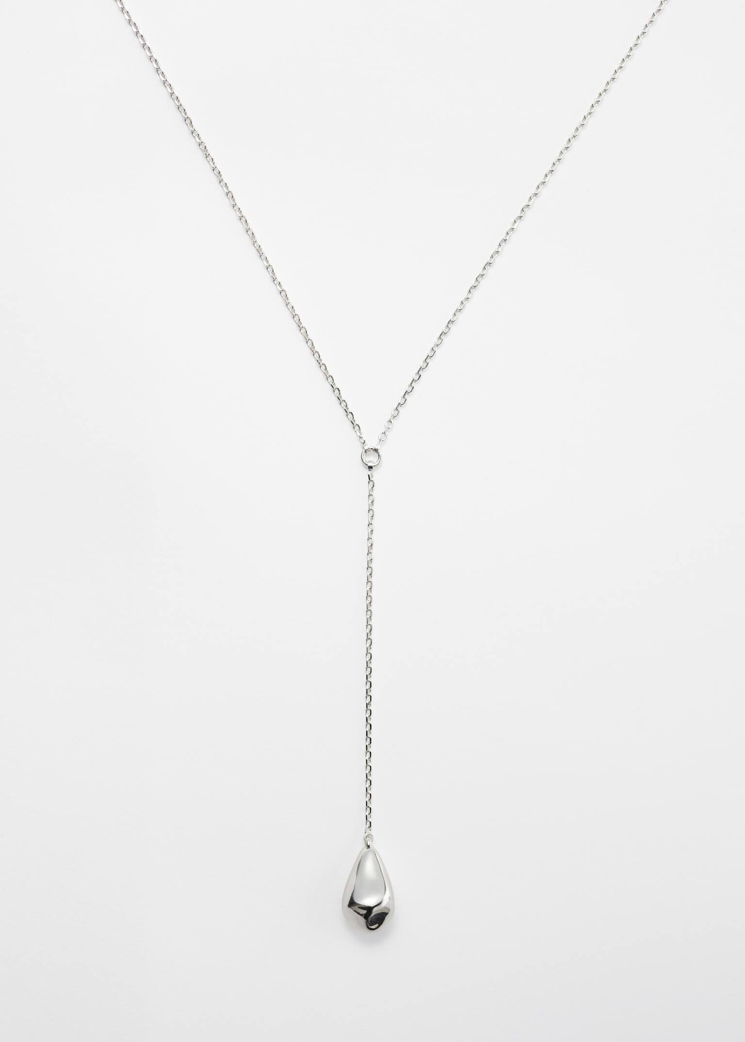 Collier à pendentif en forme de galet sculpté - Argenté/Doré