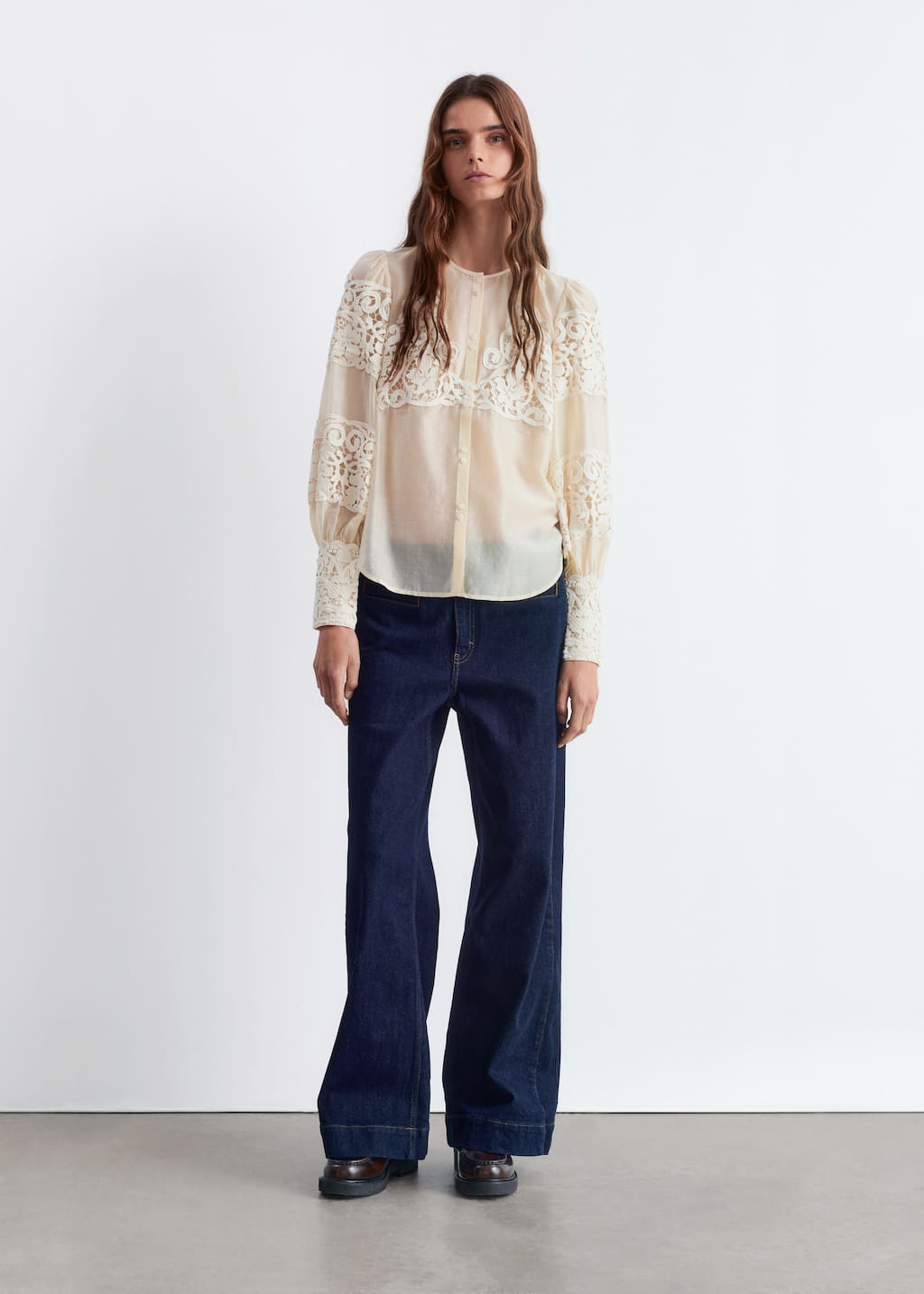 Image of Lace-Embroidery Blouse