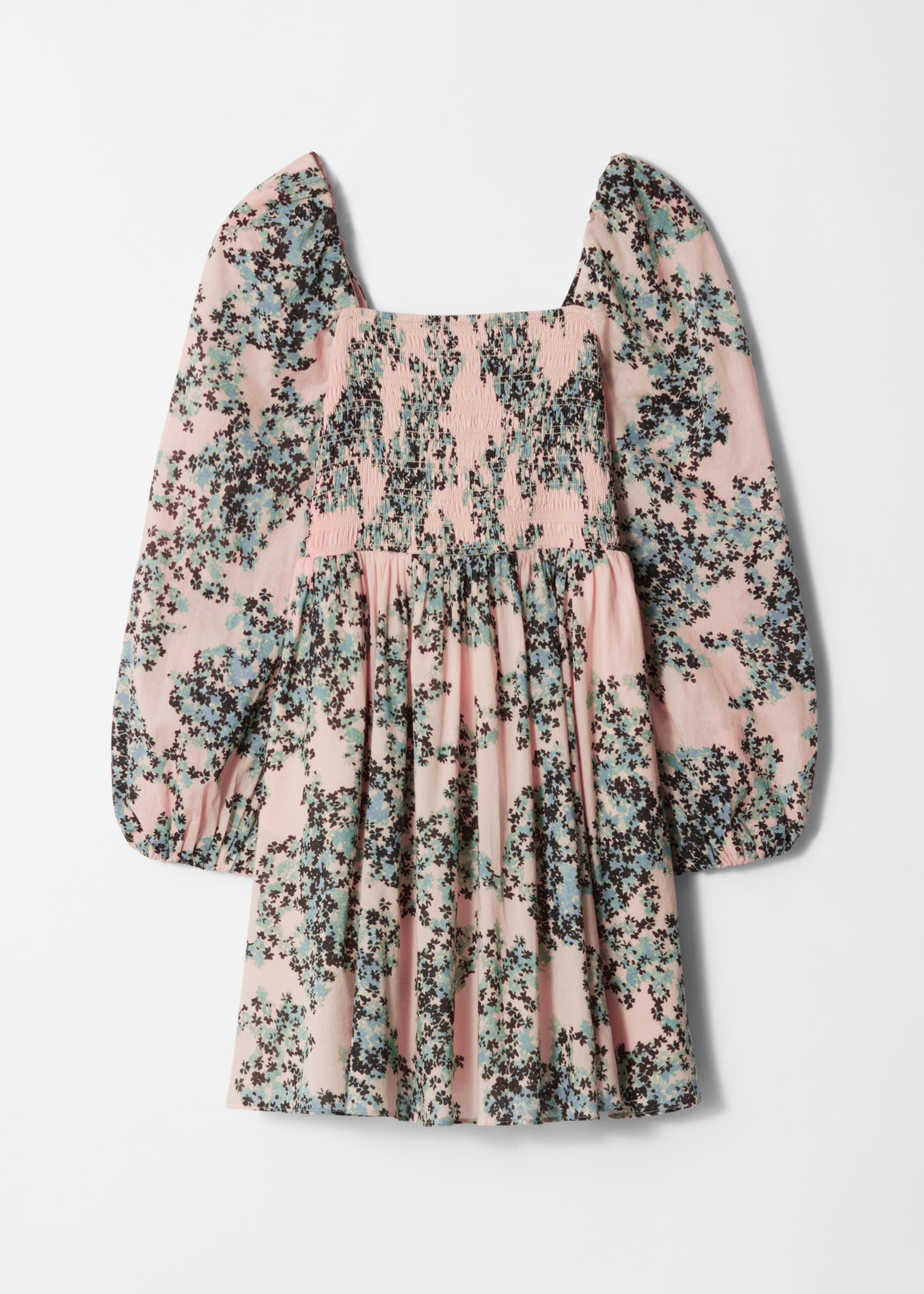 Minivestido estilo babydoll - Floral beige/azul - Bodegón