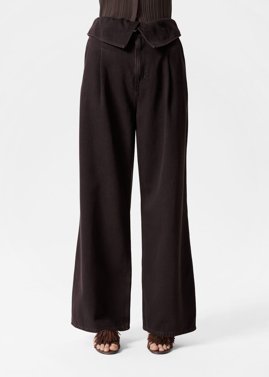 Image of Wide-Leg Paperbag Jeans