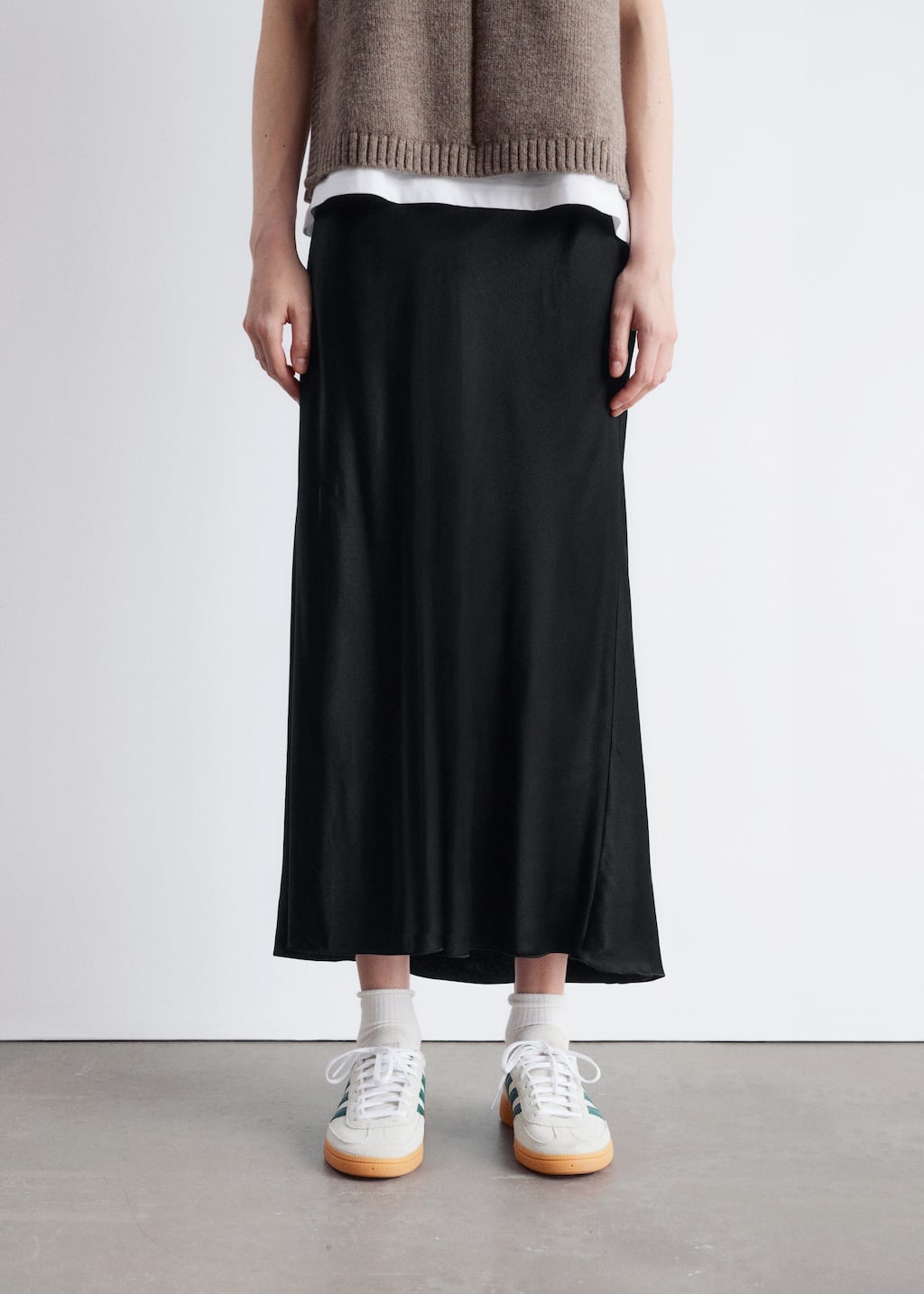 Image of Satin Midi Skirt