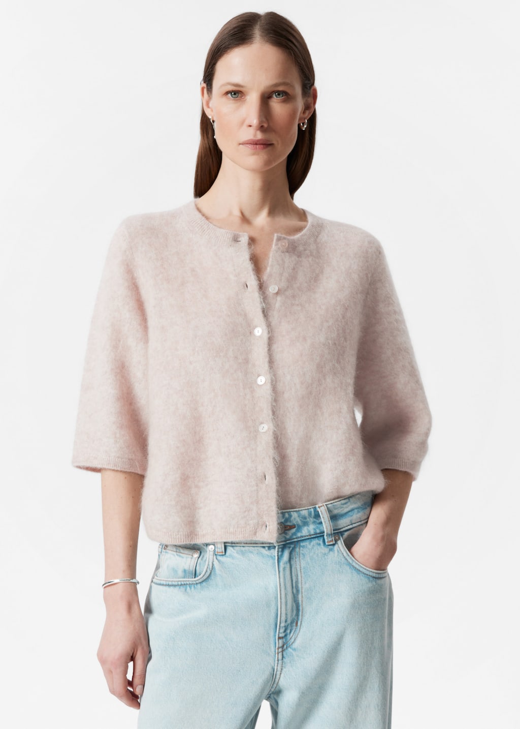 Image of Cardigan i mohairblandning