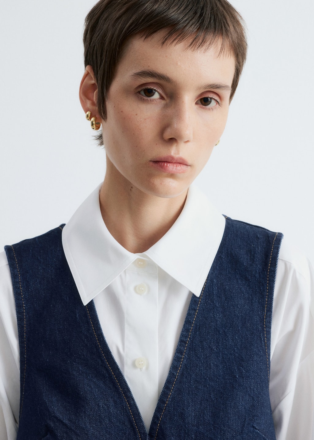 Image of V-Neck Denim Mini Dress