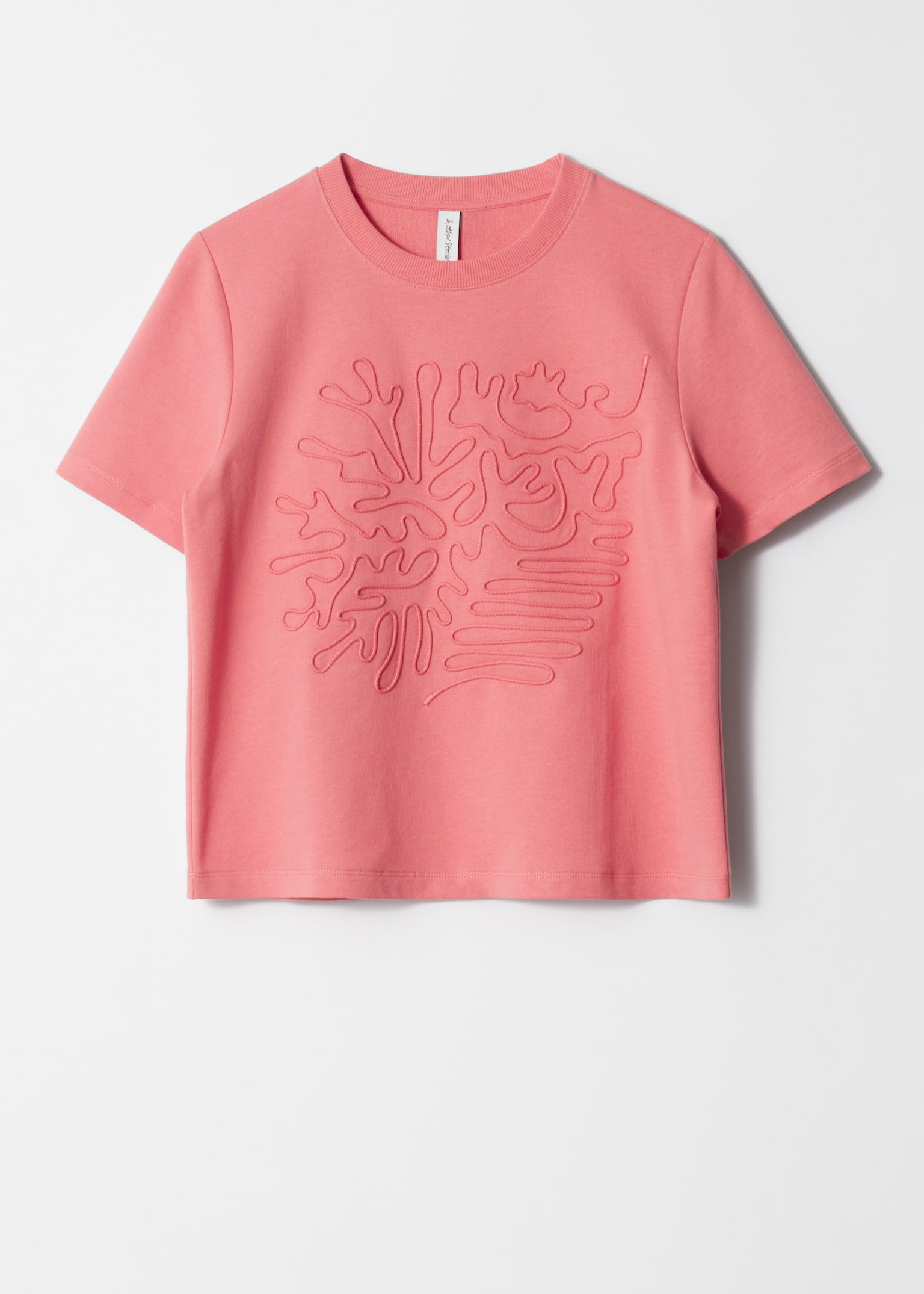 Tricou cu aplicații florale - Model roz abstract/Model albastru abstract - 2