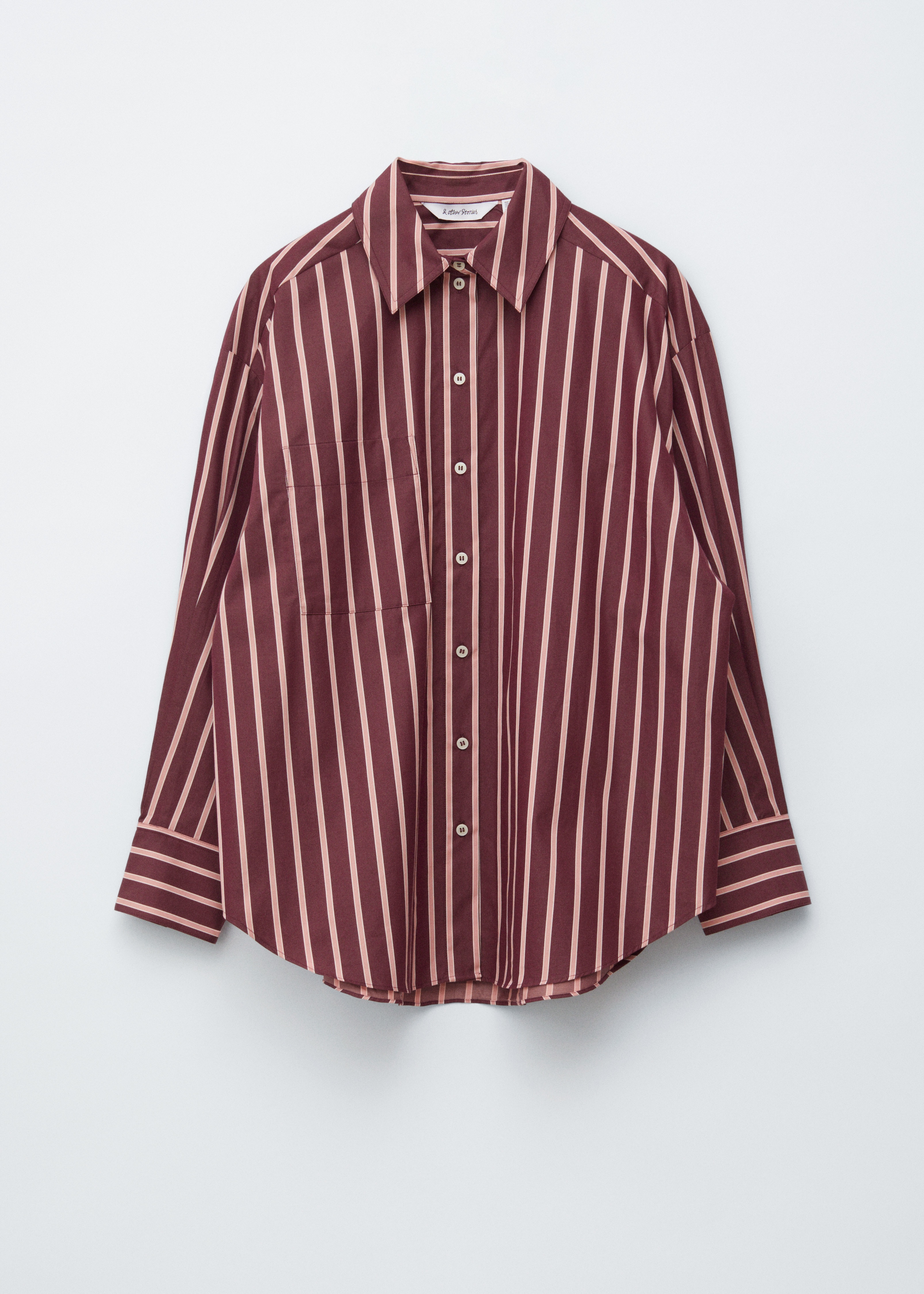 Oversized Shirt - Dark Red/Pink/White/White/Brown Stripes