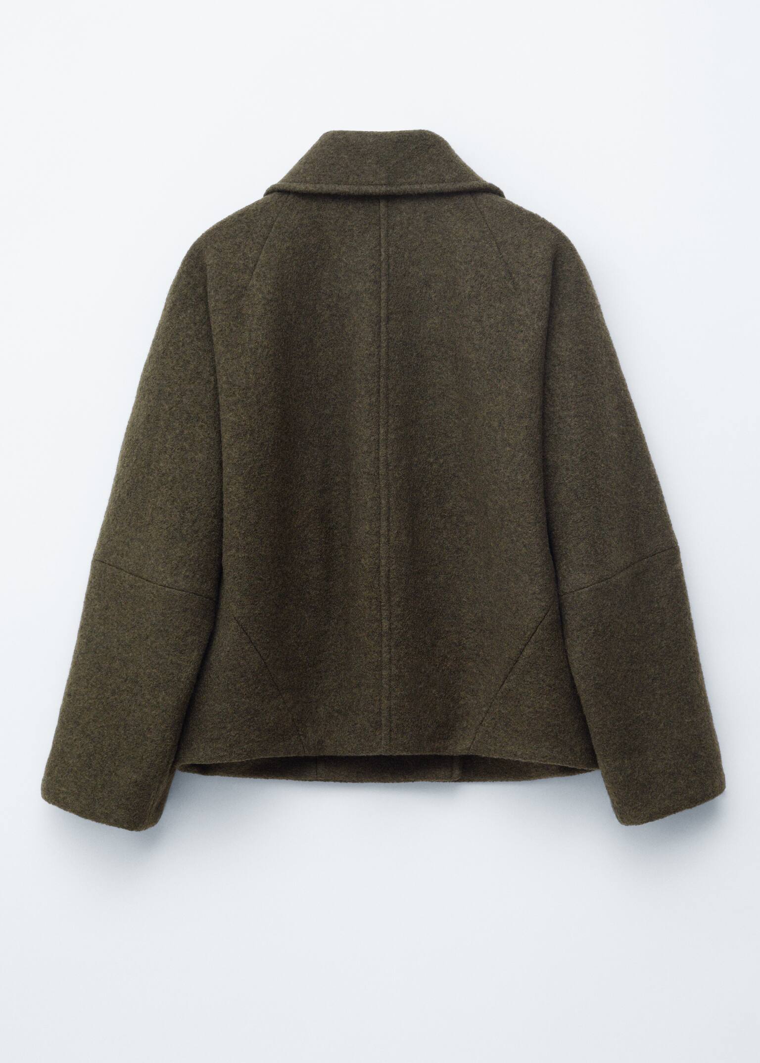 Oversized Wool Jacket - Dark Khaki Green/Black - 5